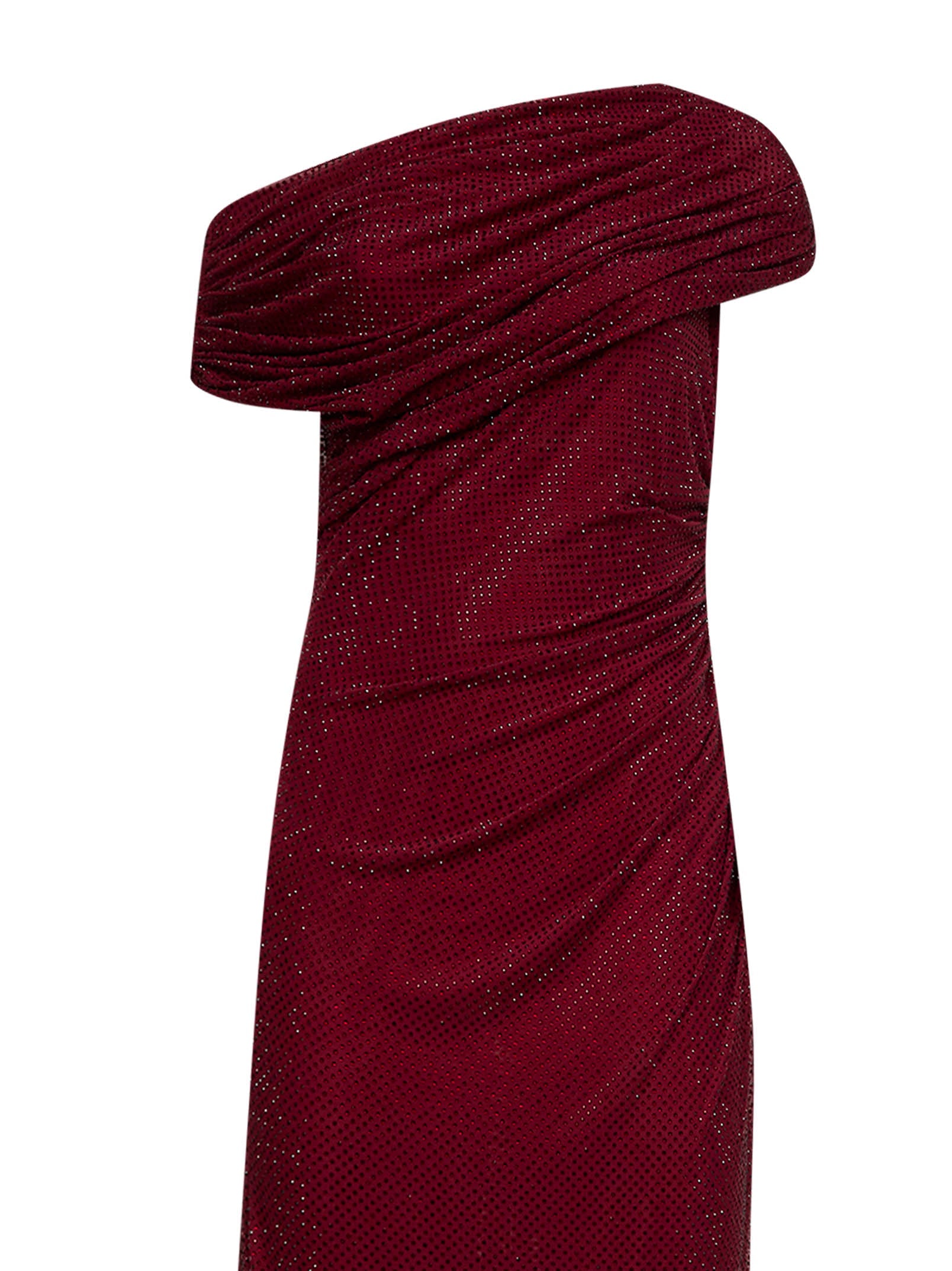 Self Portrait Women Burgundy Rhinestone Jersey One-Shoulder Midi Dress SELF-PORTRAIT