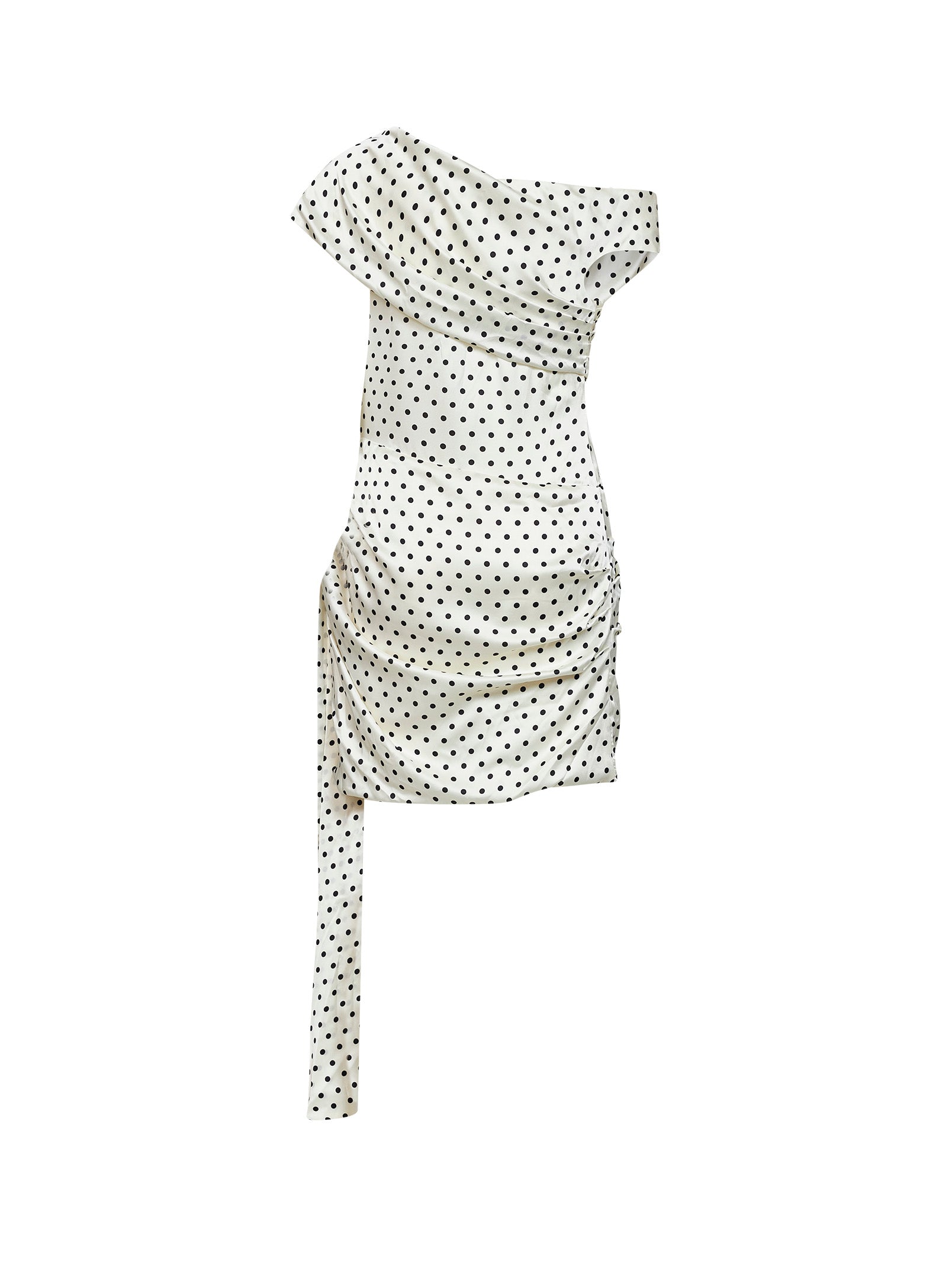 Self Portrait Women Cream Polka Dot-Print Satin Mini Dress With Tie Side SELF-PORTRAIT