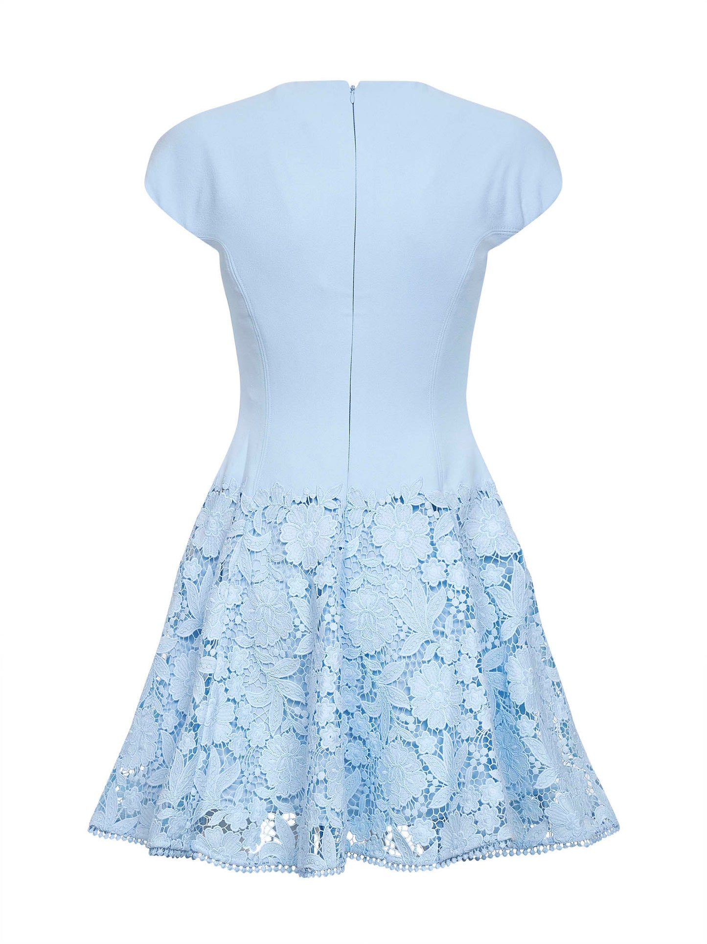 Self Portrait Women Light Blue Crepe And Lace Mini Dress SELF-PORTRAIT