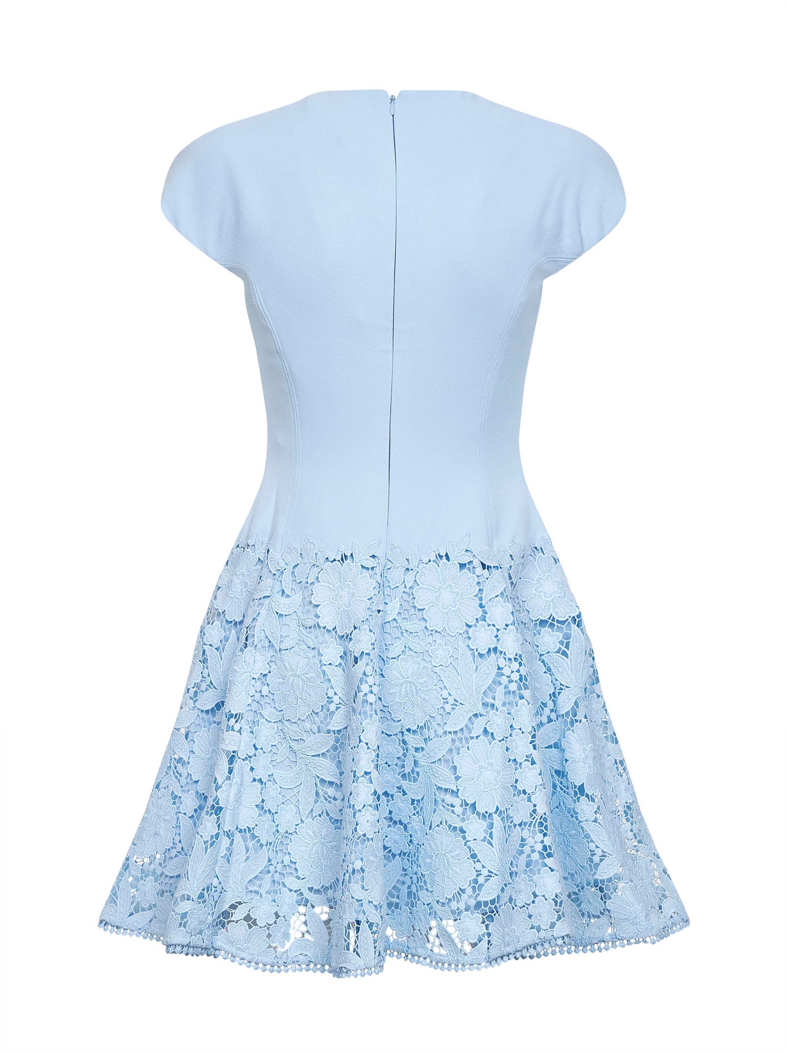 Self Portrait Women Light Blue Crepe And Lace Mini Dress SELF-PORTRAIT