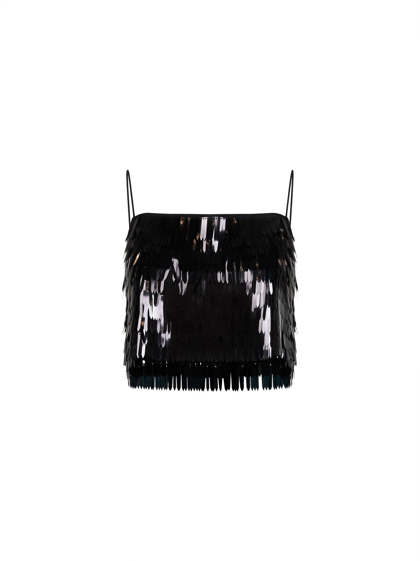 Self Portrait Women Black Sequin Cropped Top SELF-PORTRAIT
