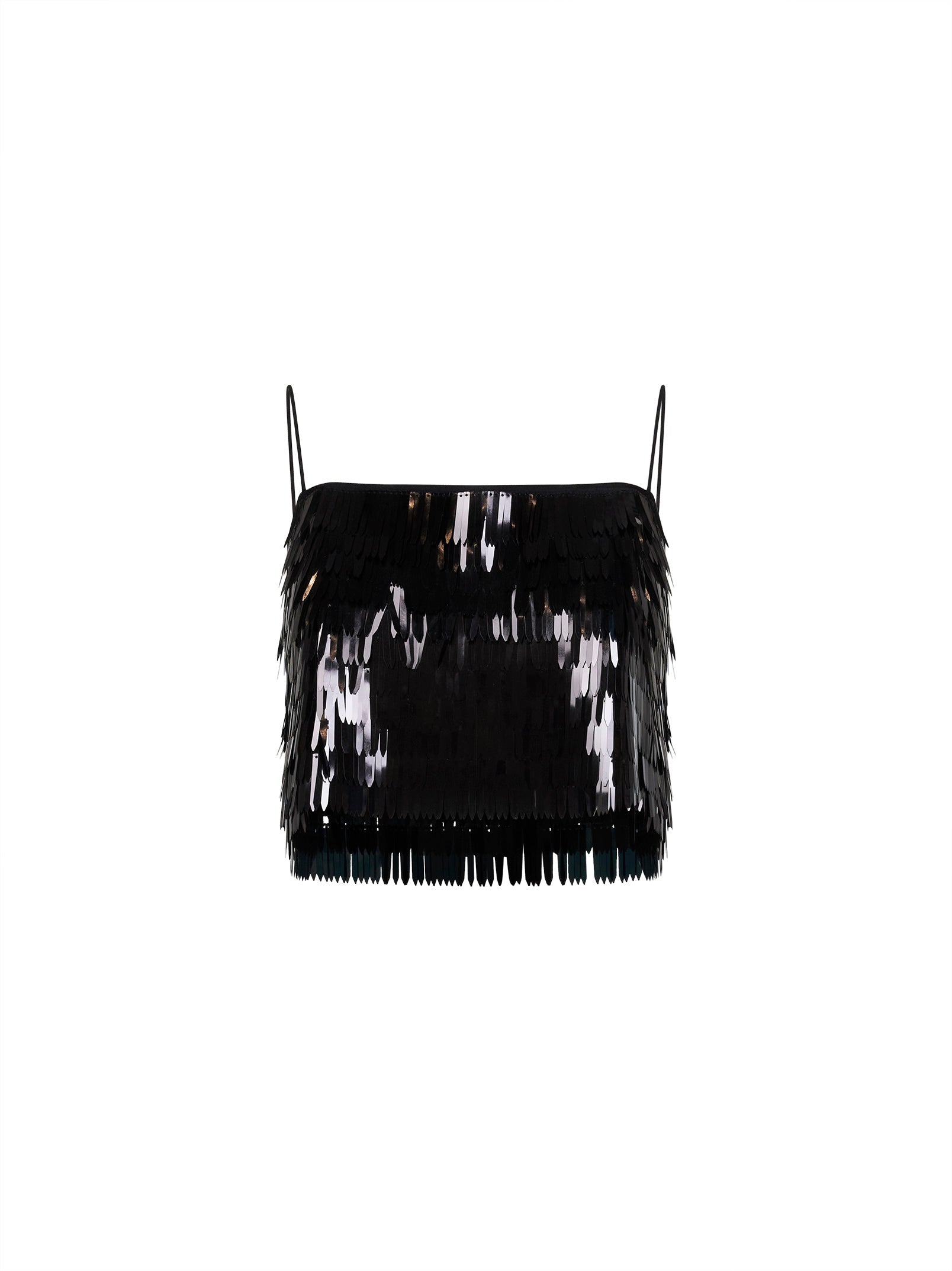 Self Portrait Women Black Sequin Cropped Top SELF-PORTRAIT