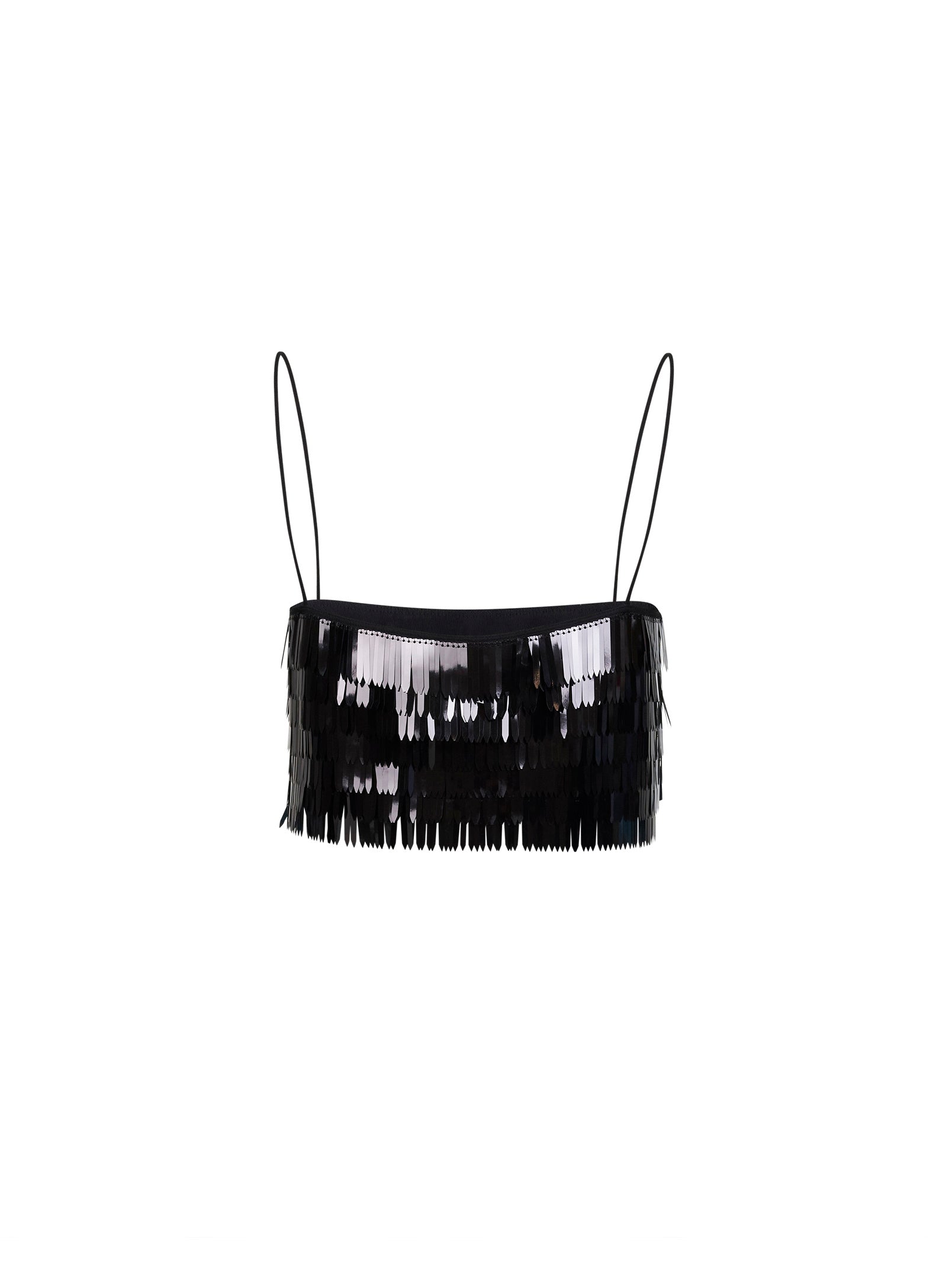 Self Portrait Women Black Sequin Cropped Top SELF-PORTRAIT