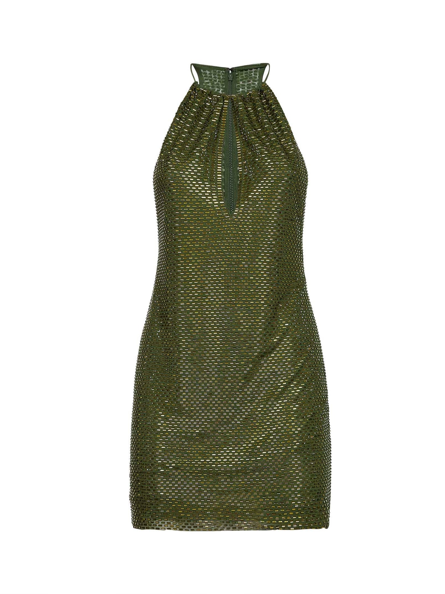 Self Portrait Women Olive Rhinestone Mini Dress SELF-PORTRAIT