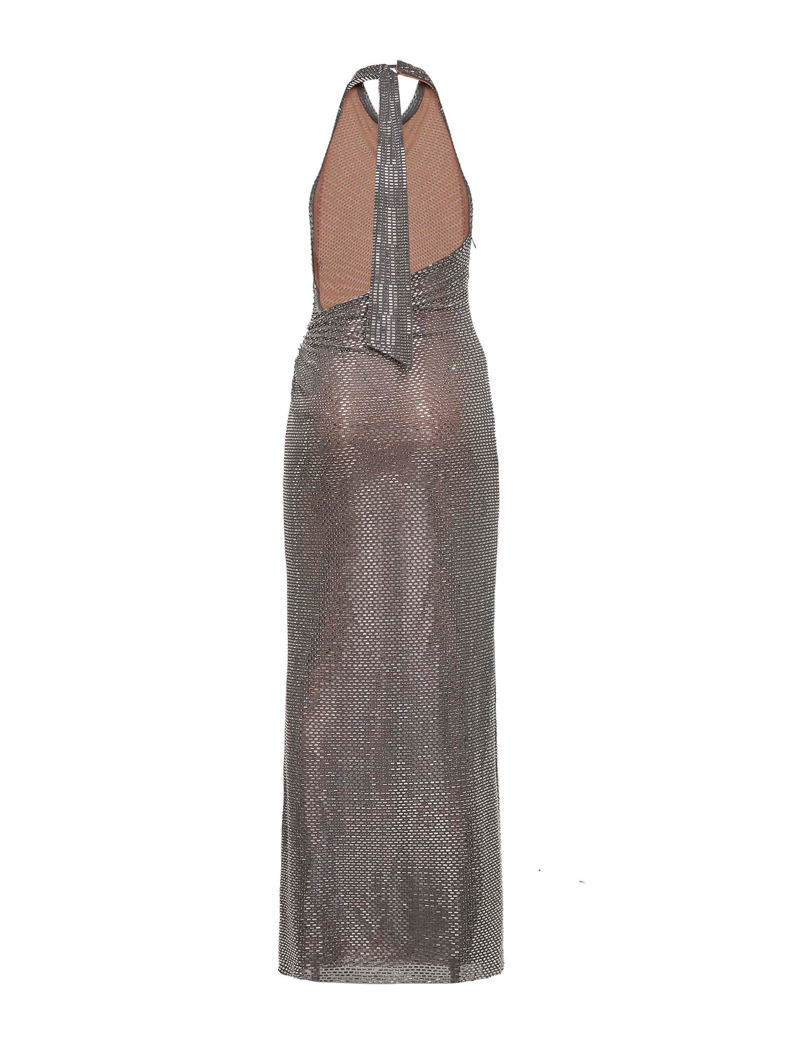 Self Portrait Women Grey Rhinestone Maxi Dress SELF-PORTRAIT
