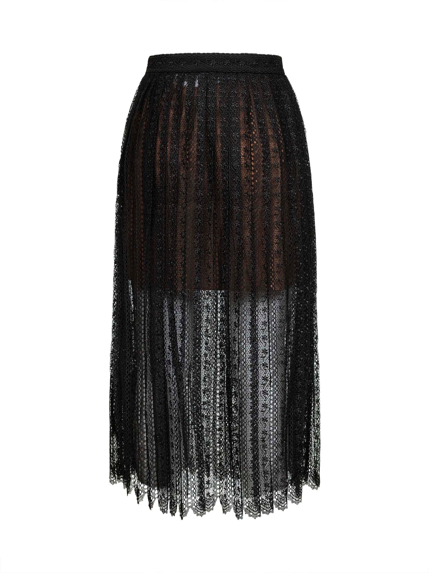 Self Portrait Women Black Organza Lace Midi Skirt SELF-PORTRAIT