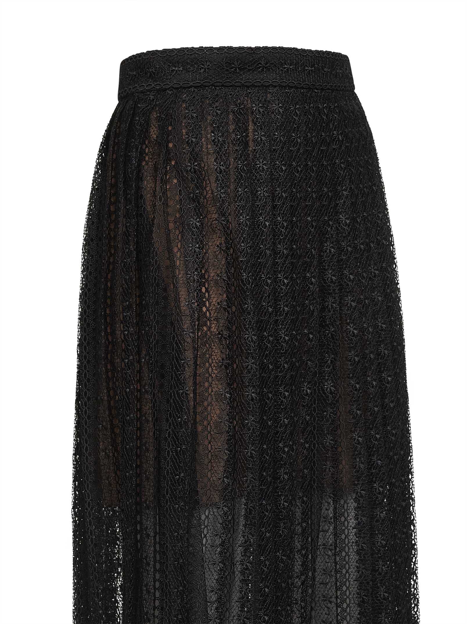 Self Portrait Women Black Organza Lace Midi Skirt SELF-PORTRAIT