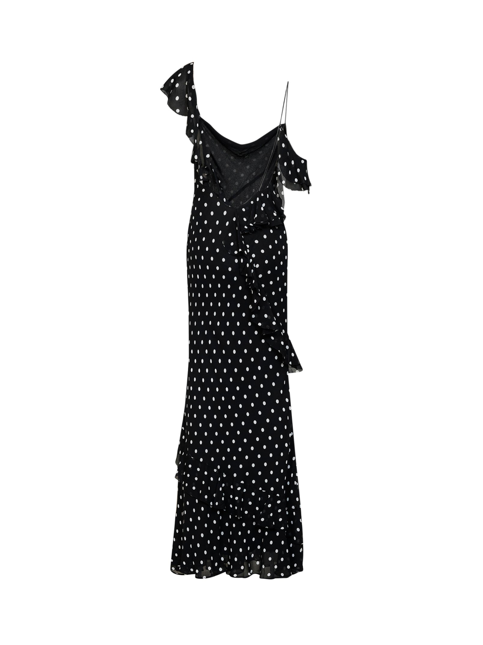 Self Portrait Women Black Polka Dot Georgette Maxi Dress SELF-PORTRAIT