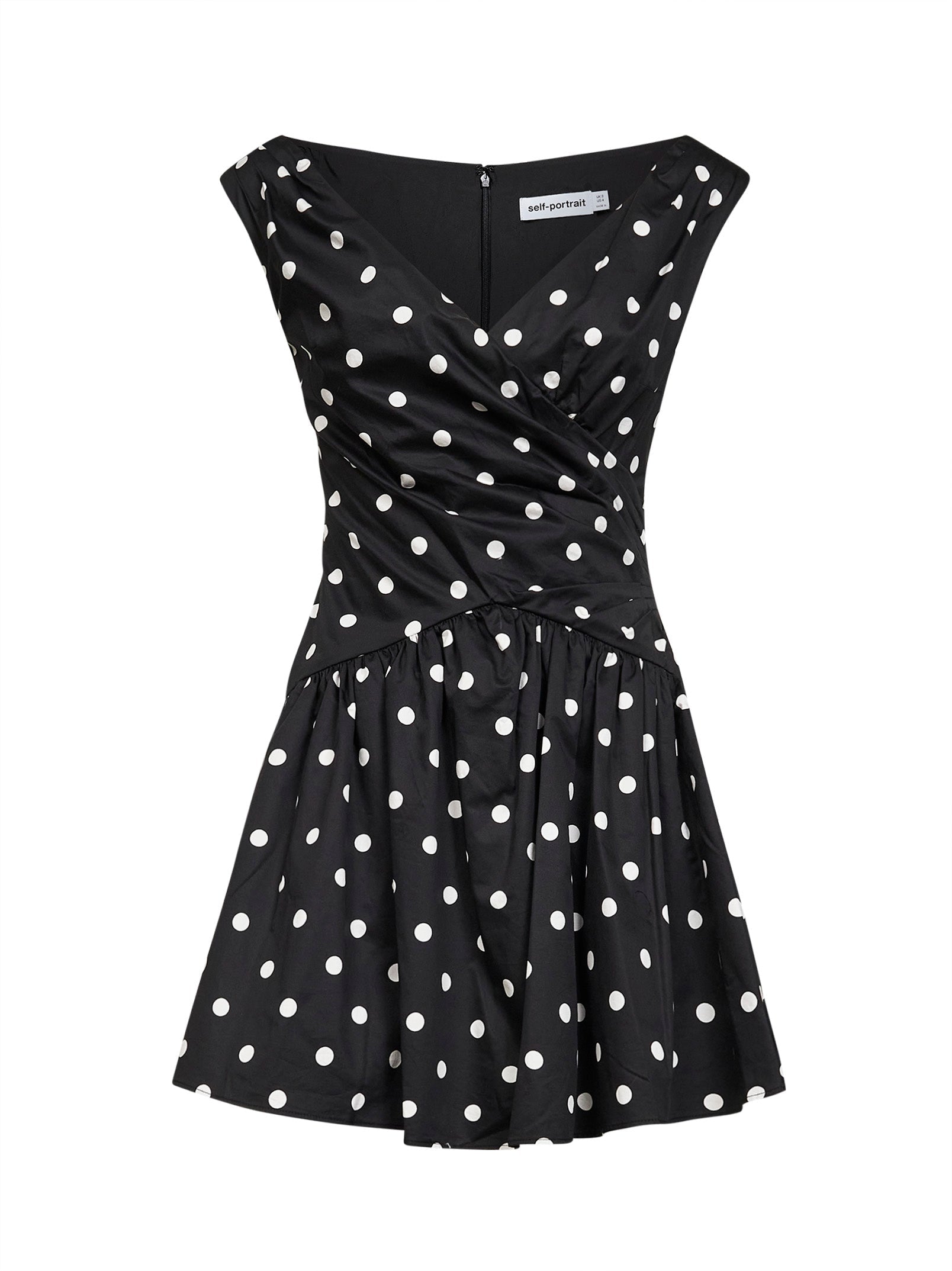 Self Portrait Women Black Polka Dot Cotton Mini Dress SELF-PORTRAIT