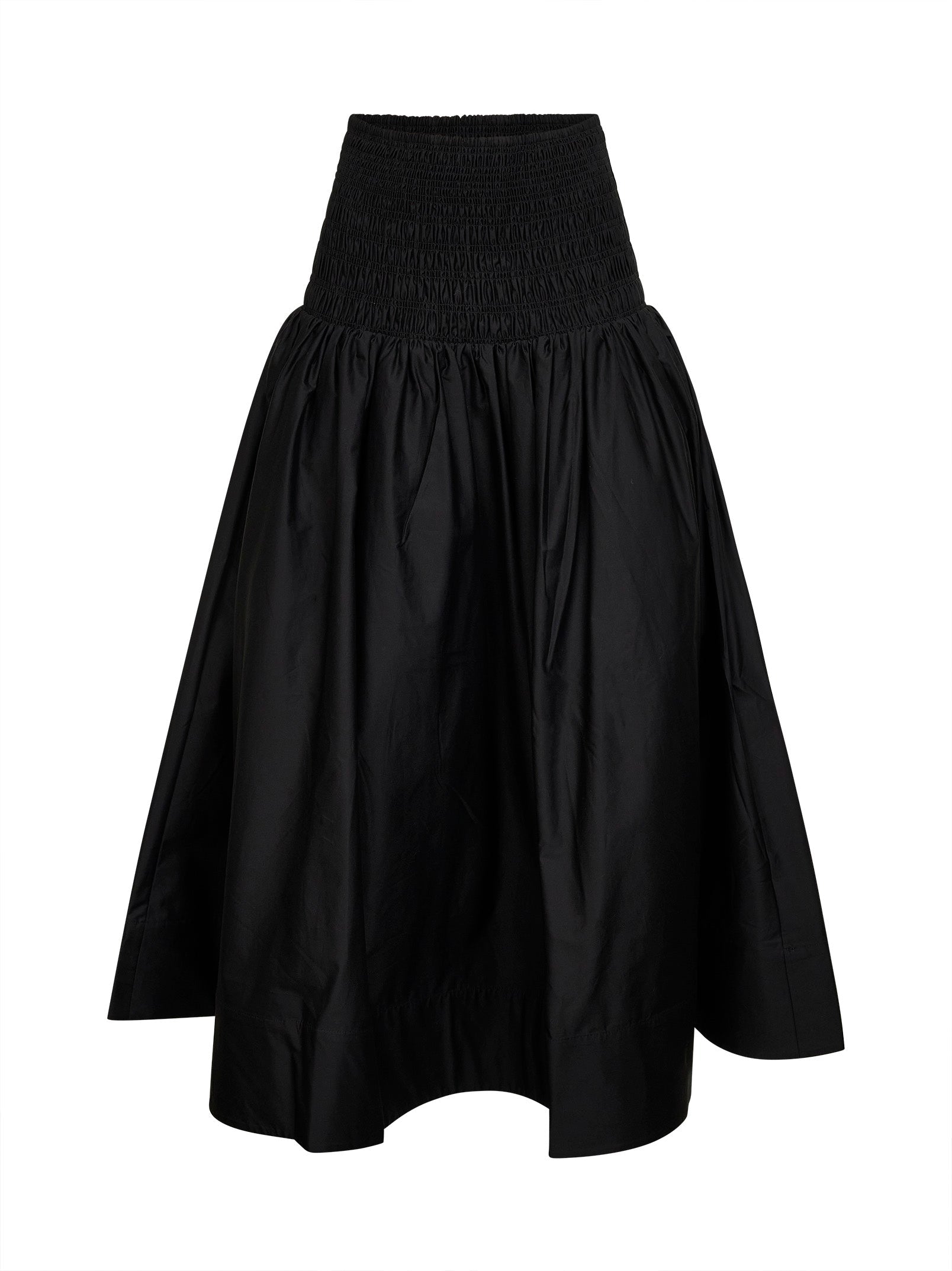 Self Portrait Women Black Cotton Poplin Midi Skirt SELF-PORTRAIT