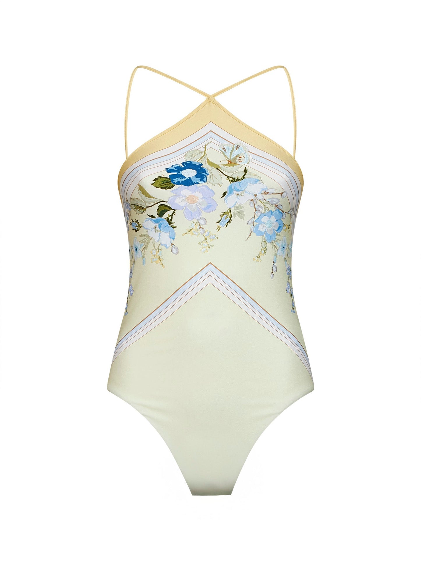 Self Portrait Women Yellow Scarf-Inspired Floral-Print Jersey One-Piece Swimsuit SELF-PORTRAIT