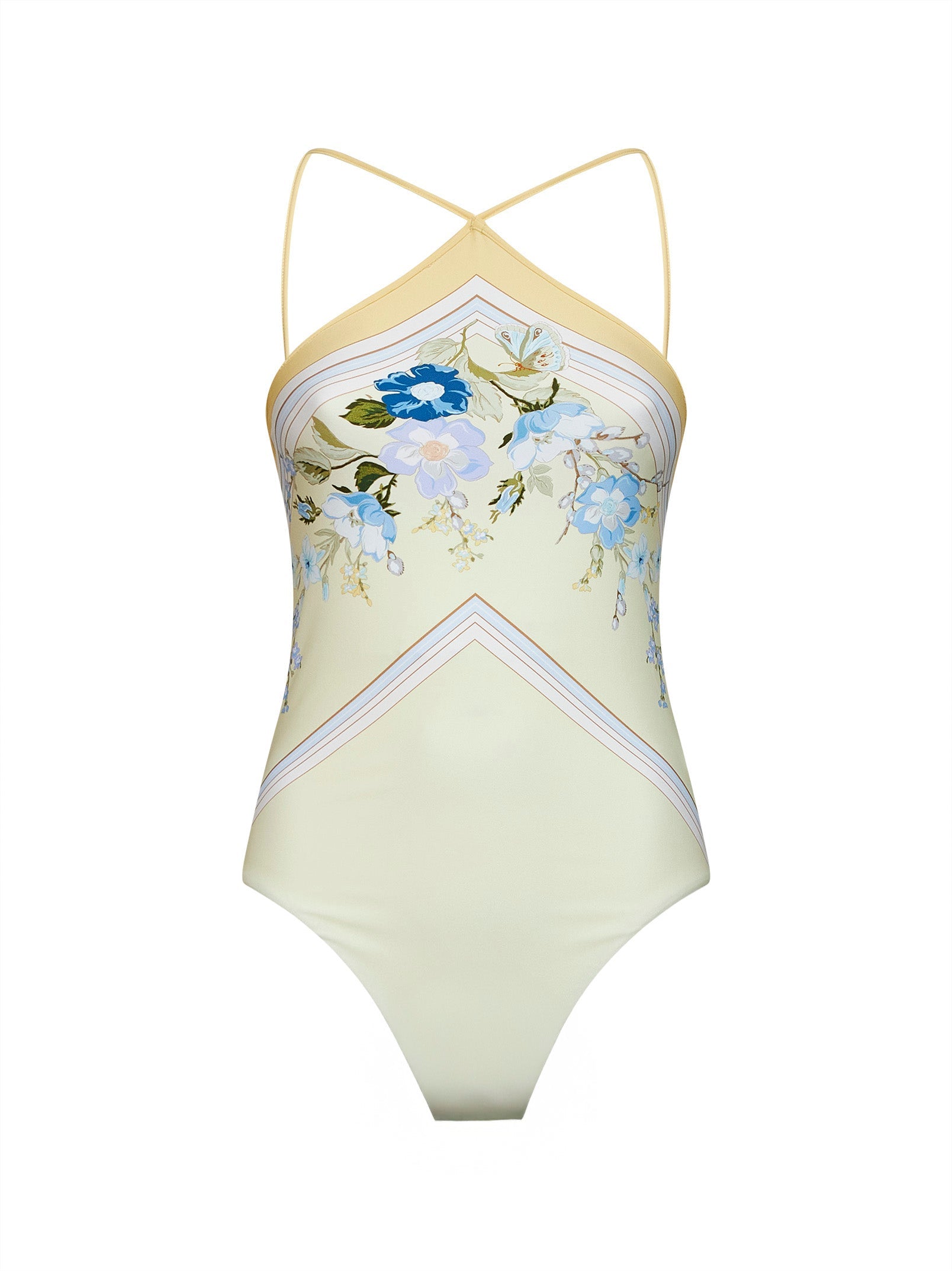 Self Portrait Women Yellow Scarf-Inspired Floral-Print Jersey One-Piece Swimsuit SELF-PORTRAIT