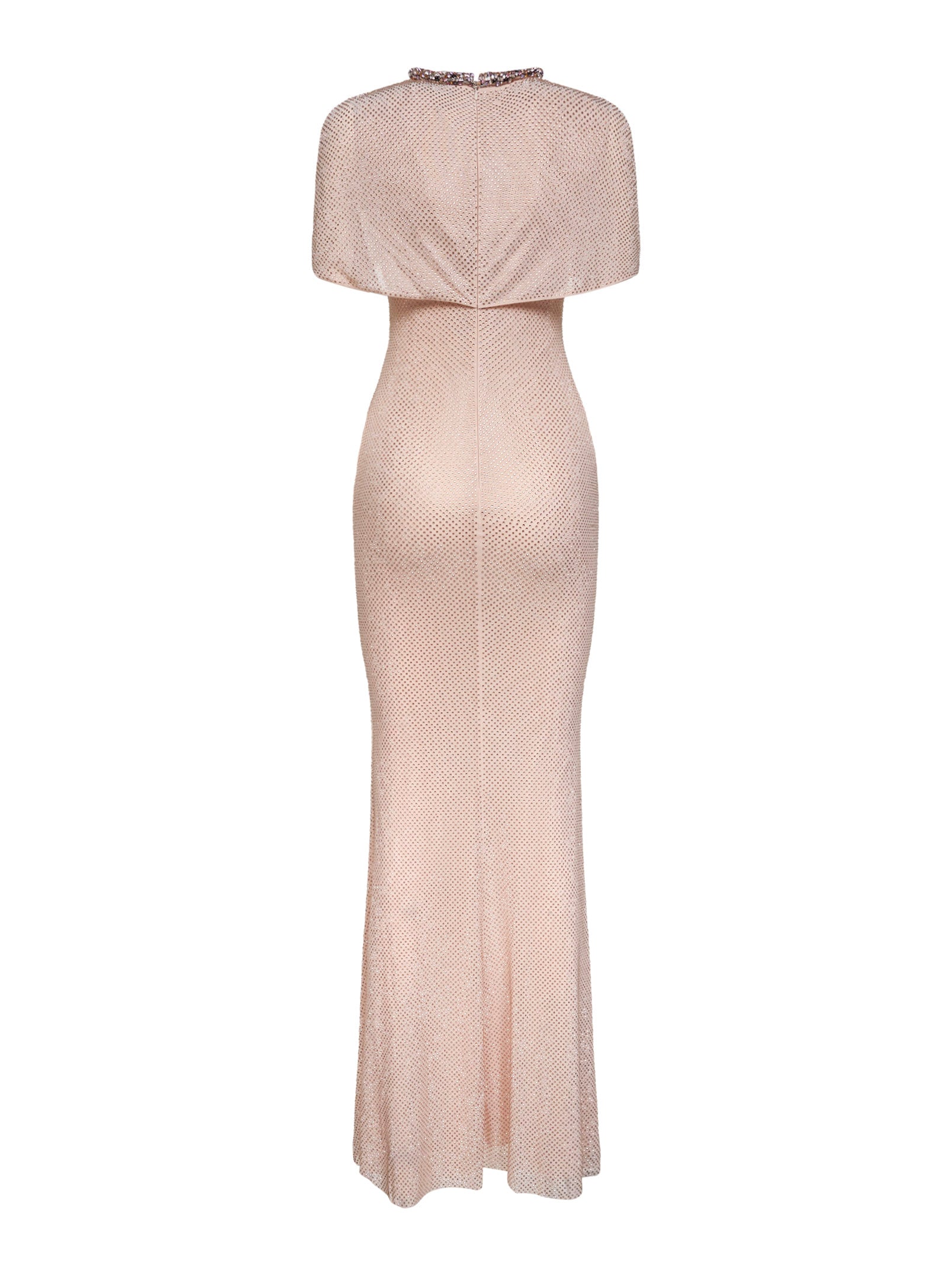 Self Portrait Women Champagne Rhinestone Stretch Tulle Maxi Dress SELF-PORTRAIT