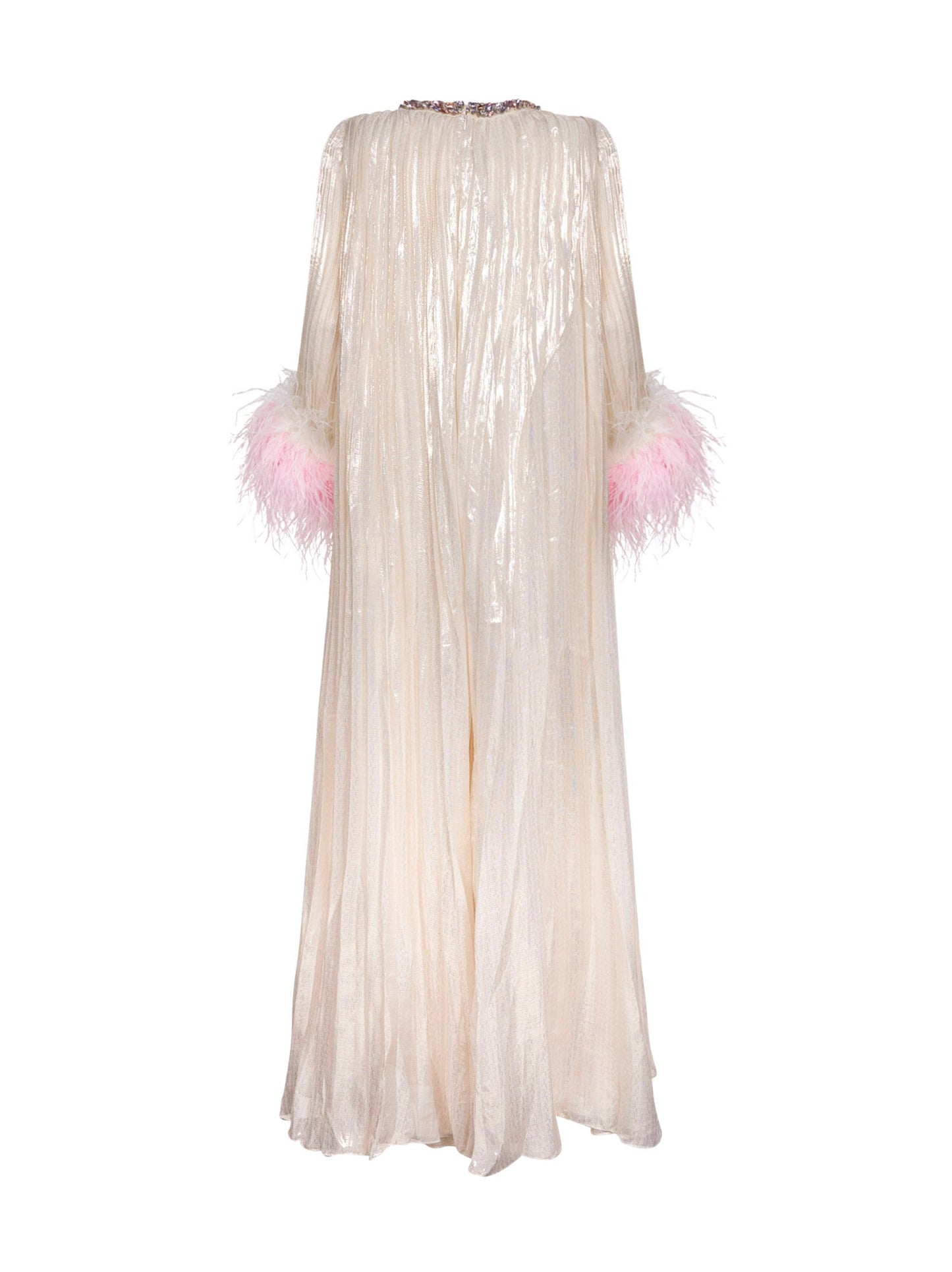 Self Portrait Women Champagne Metallic Pleated Caftan Maxi Dress SELF-PORTRAIT