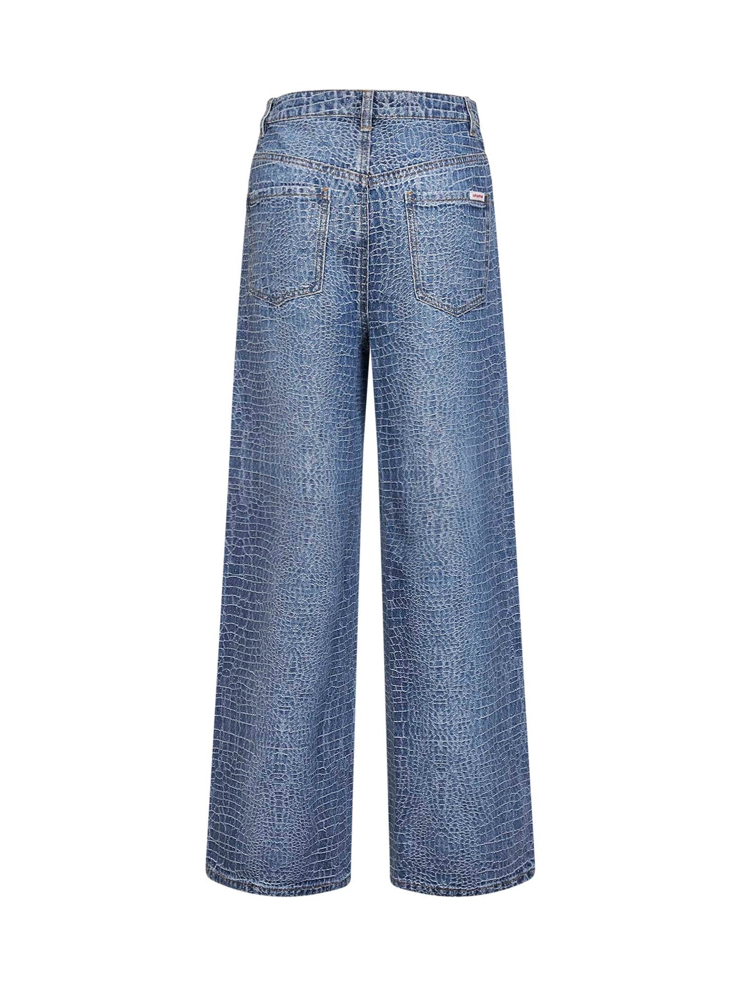 Self Portrait Women Blue Rhinestone Croc-Effect Stretch Denim Jeans SELF-PORTRAIT