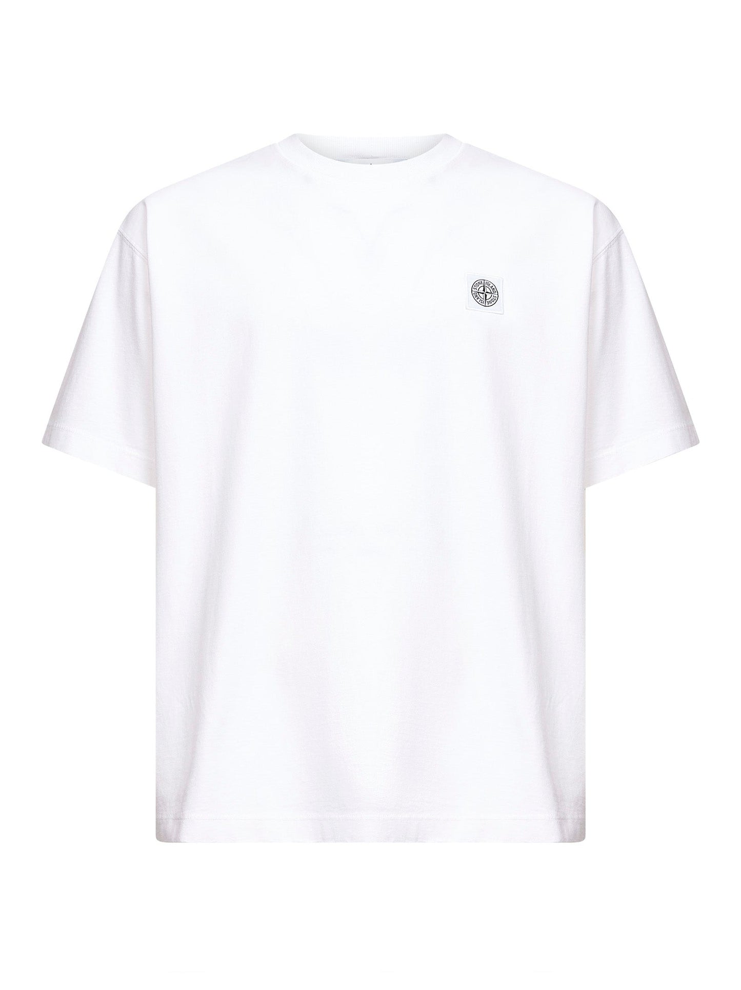 Stone Island Men White Jersey Logo Patch T-Shirt STONE ISLAND