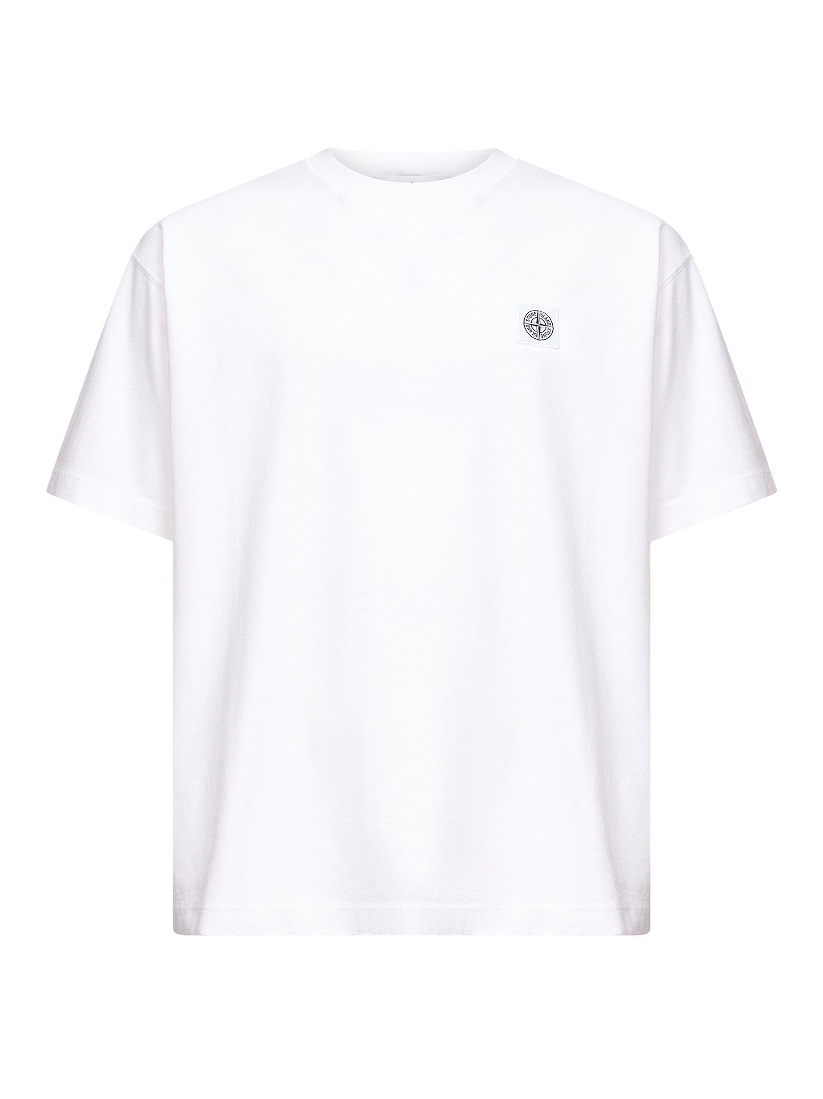 Stone Island Men White Jersey Logo Patch T-Shirt STONE ISLAND