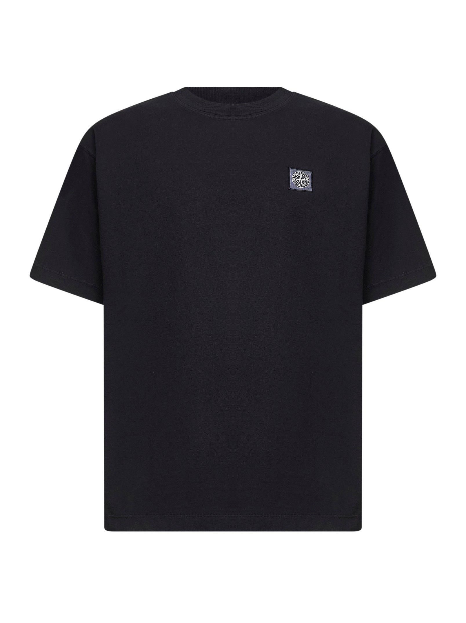 Stone Island Men Black Jersey Logo Patch T-Shirt<Br/> STONE ISLAND