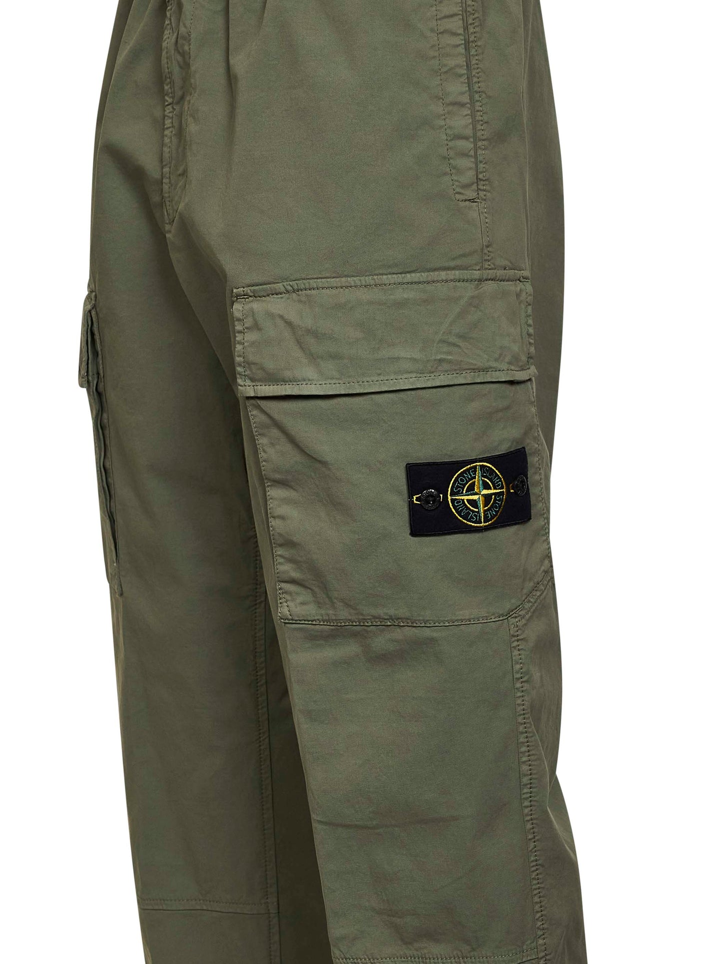 Stone Island Men Military Green Stretch Twill Cargo Trousers STONE ISLAND