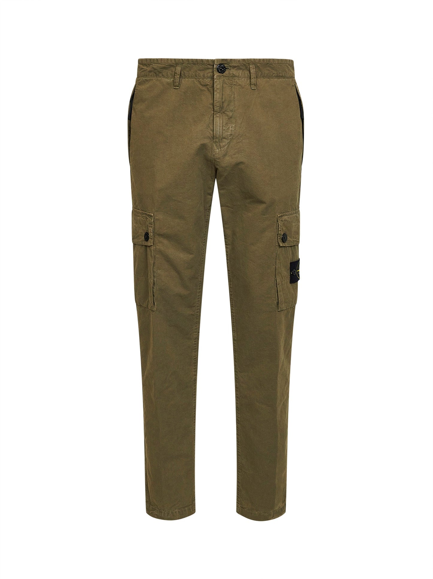 Stone Island Men Military Green Brushed Organic Cotton Canvas Cargo Trousers STONE ISLAND