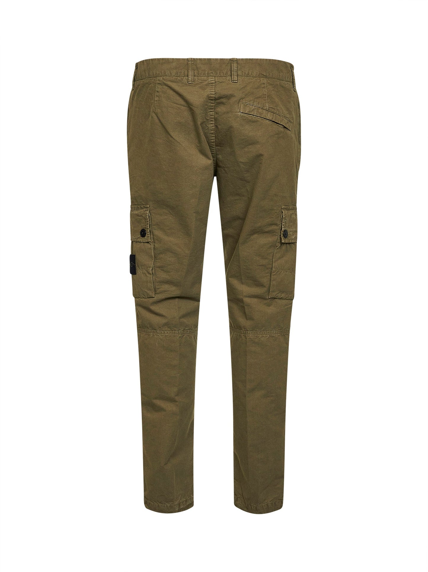 Stone Island Men Military Green Brushed Organic Cotton Canvas Cargo Trousers STONE ISLAND