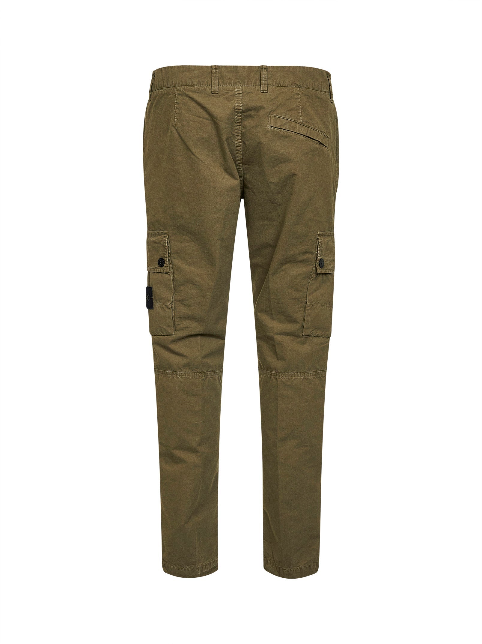Stone Island Men Military Green Brushed Organic Cotton Canvas Cargo Trousers STONE ISLAND