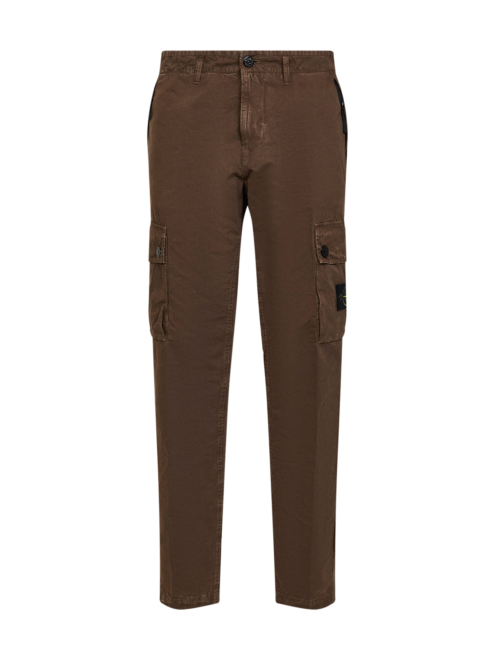 Stone Island Men Shadow Brown Brushed Organic Cotton Canvas Cargo Trousers STONE ISLAND