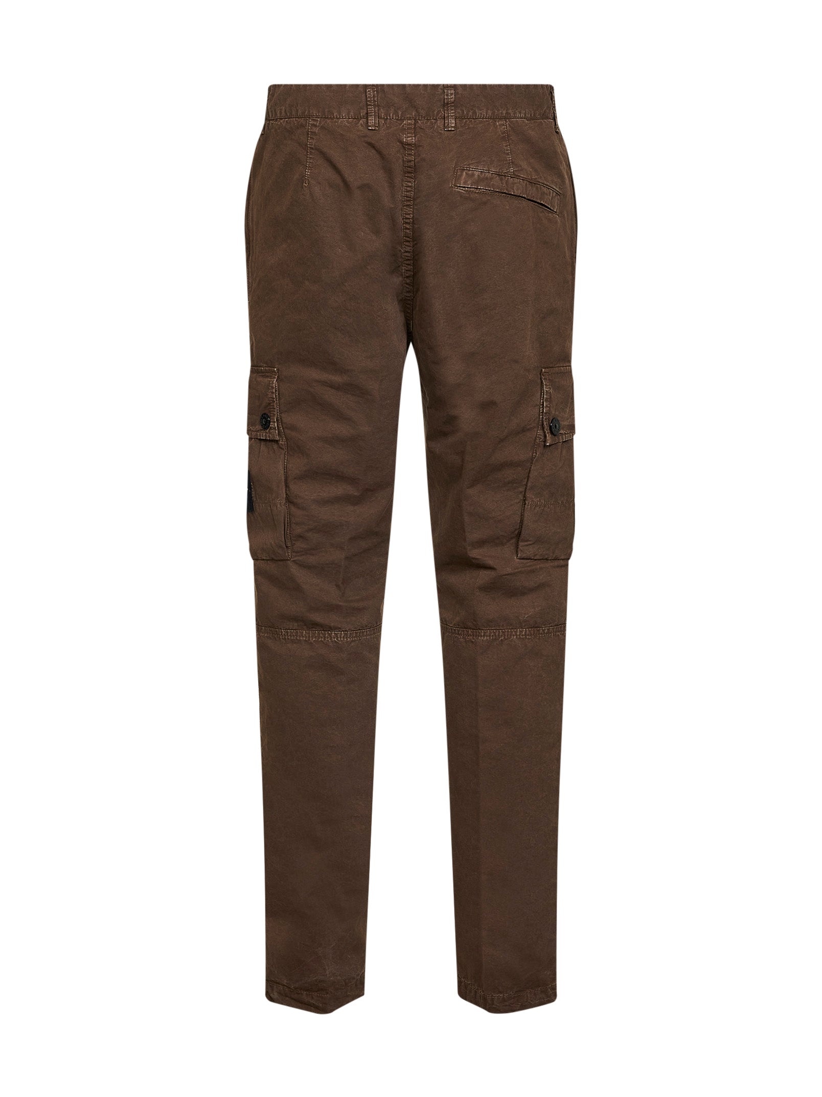 Stone Island Men Shadow Brown Brushed Organic Cotton Canvas Cargo Trousers STONE ISLAND