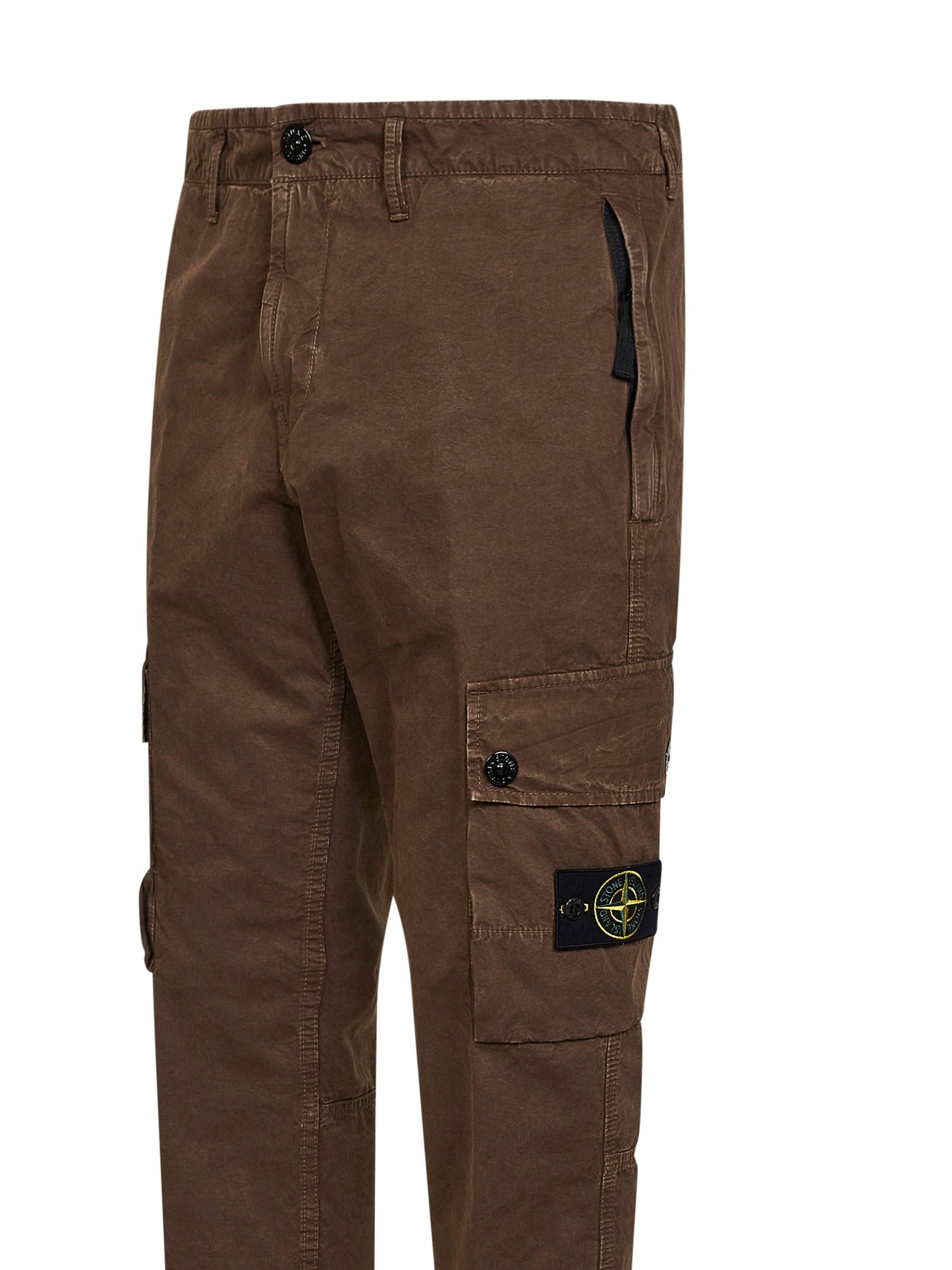 Stone Island Men Shadow Brown Brushed Organic Cotton Canvas Cargo Trousers STONE ISLAND