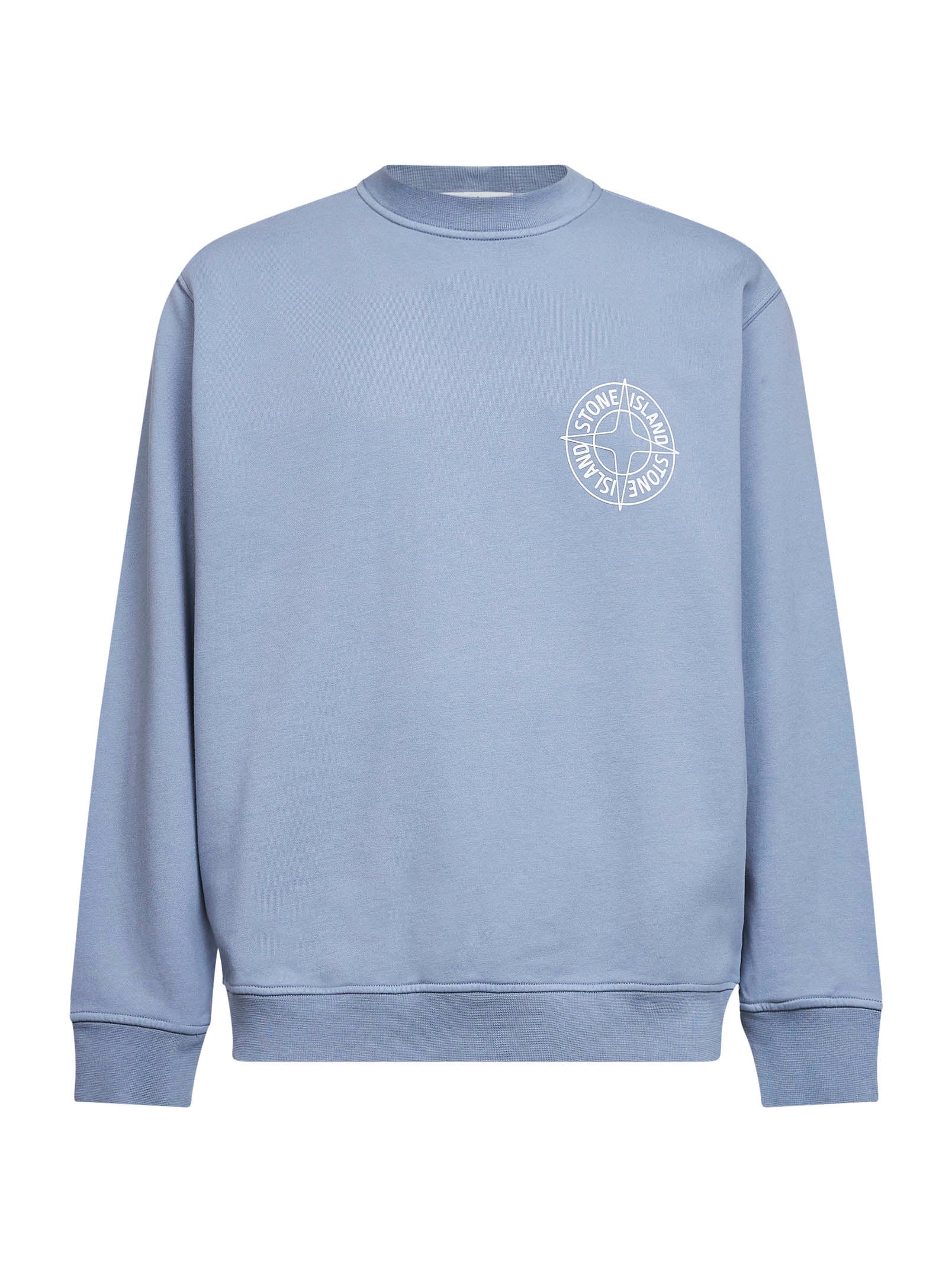 Stone Island Men Avio Blue Cotton "Outline Compass" Printed Sweatshirt STONE ISLAND