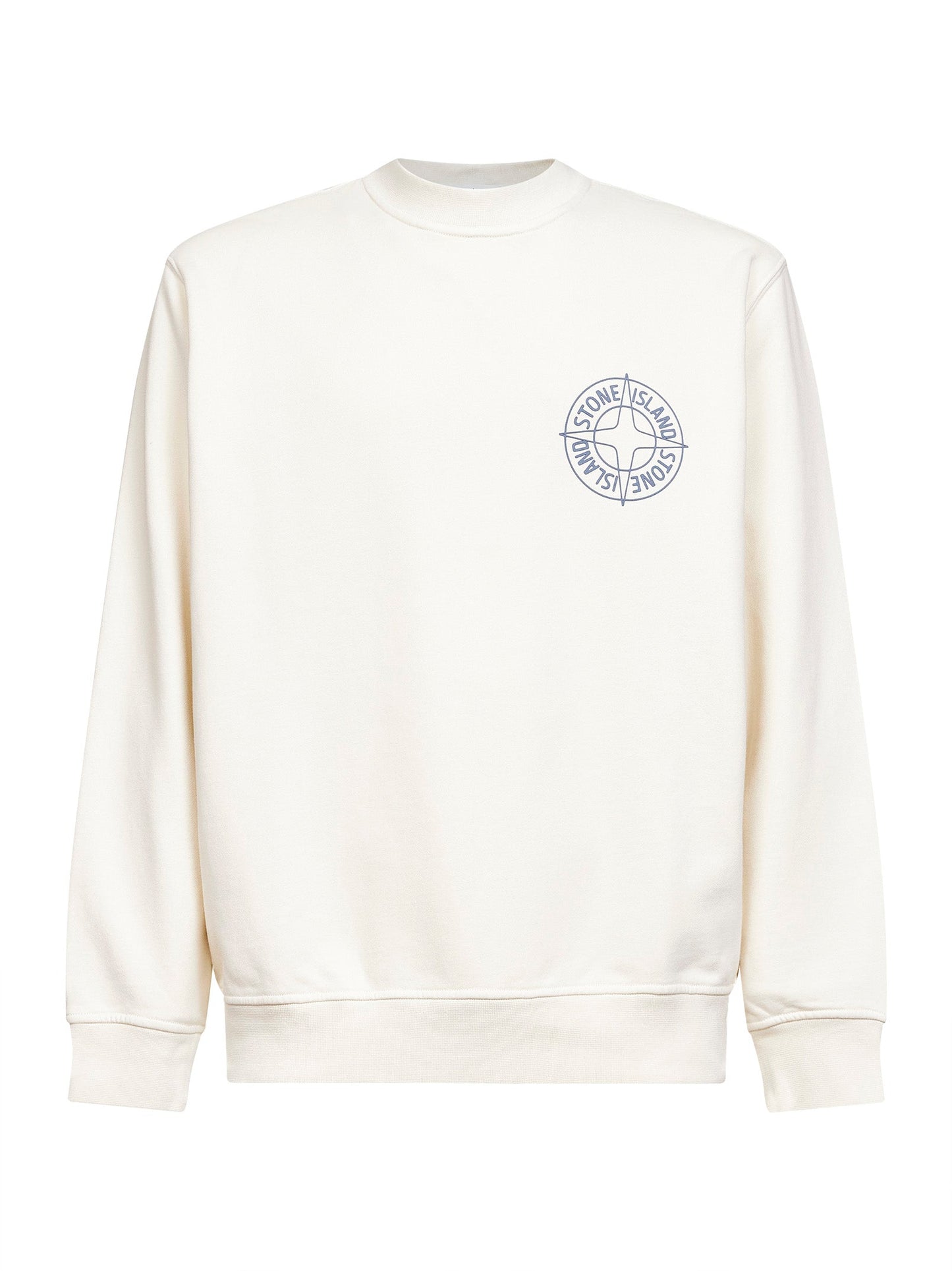 Stone Island Men Ivory Cotton "Outline Compass" Printed Sweatshirt STONE ISLAND