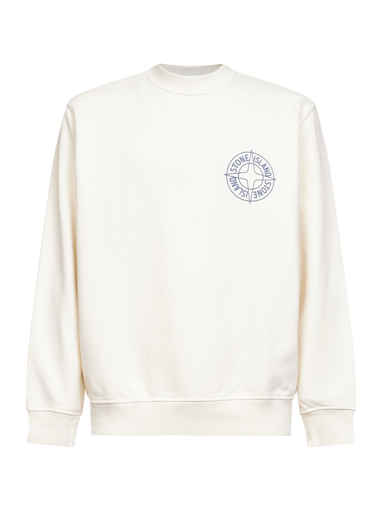 Stone Island Men Ivory Cotton "Outline Compass" Printed Sweatshirt STONE ISLAND