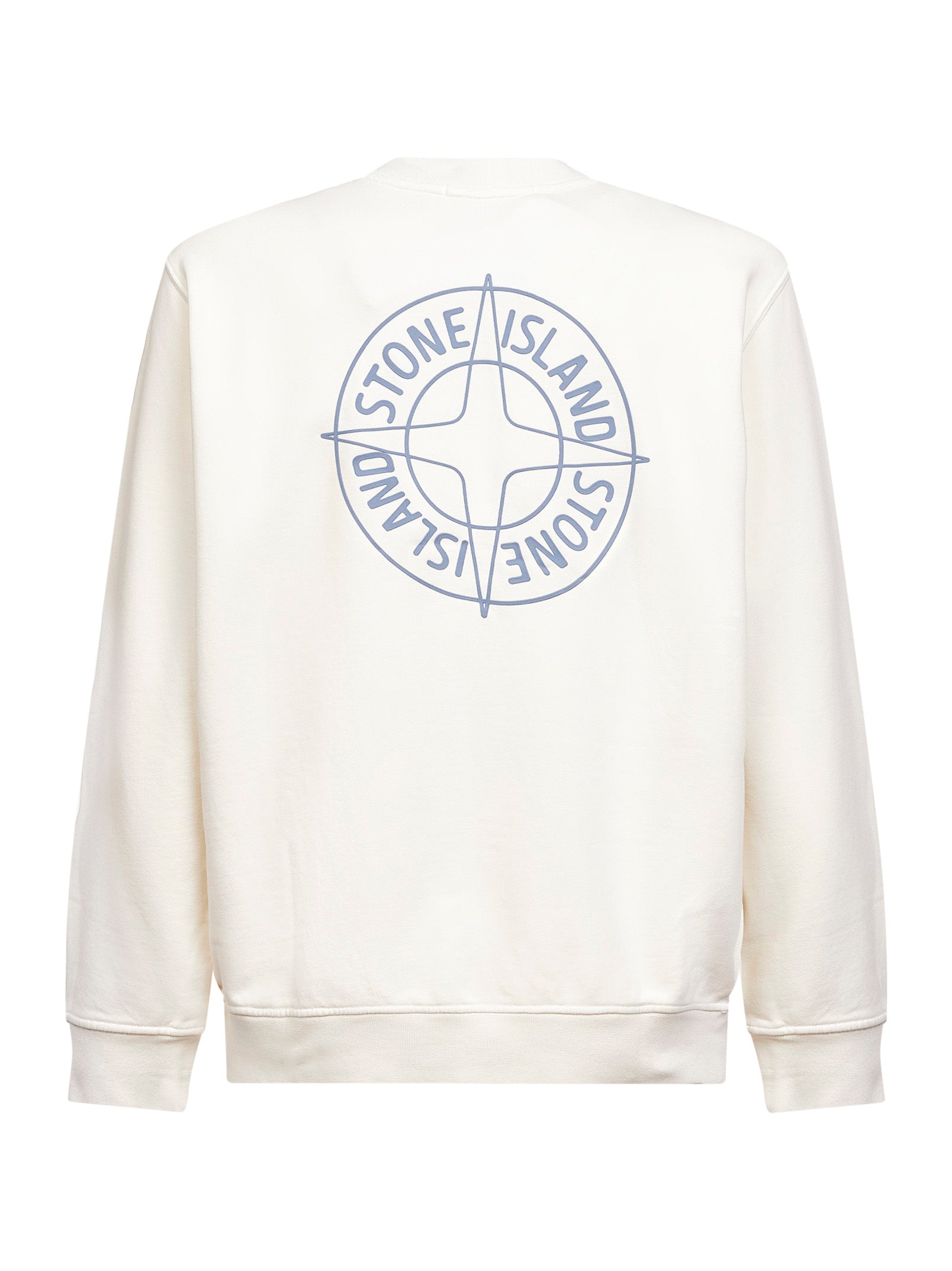 Stone Island Men Ivory Cotton "Outline Compass" Printed Sweatshirt STONE ISLAND