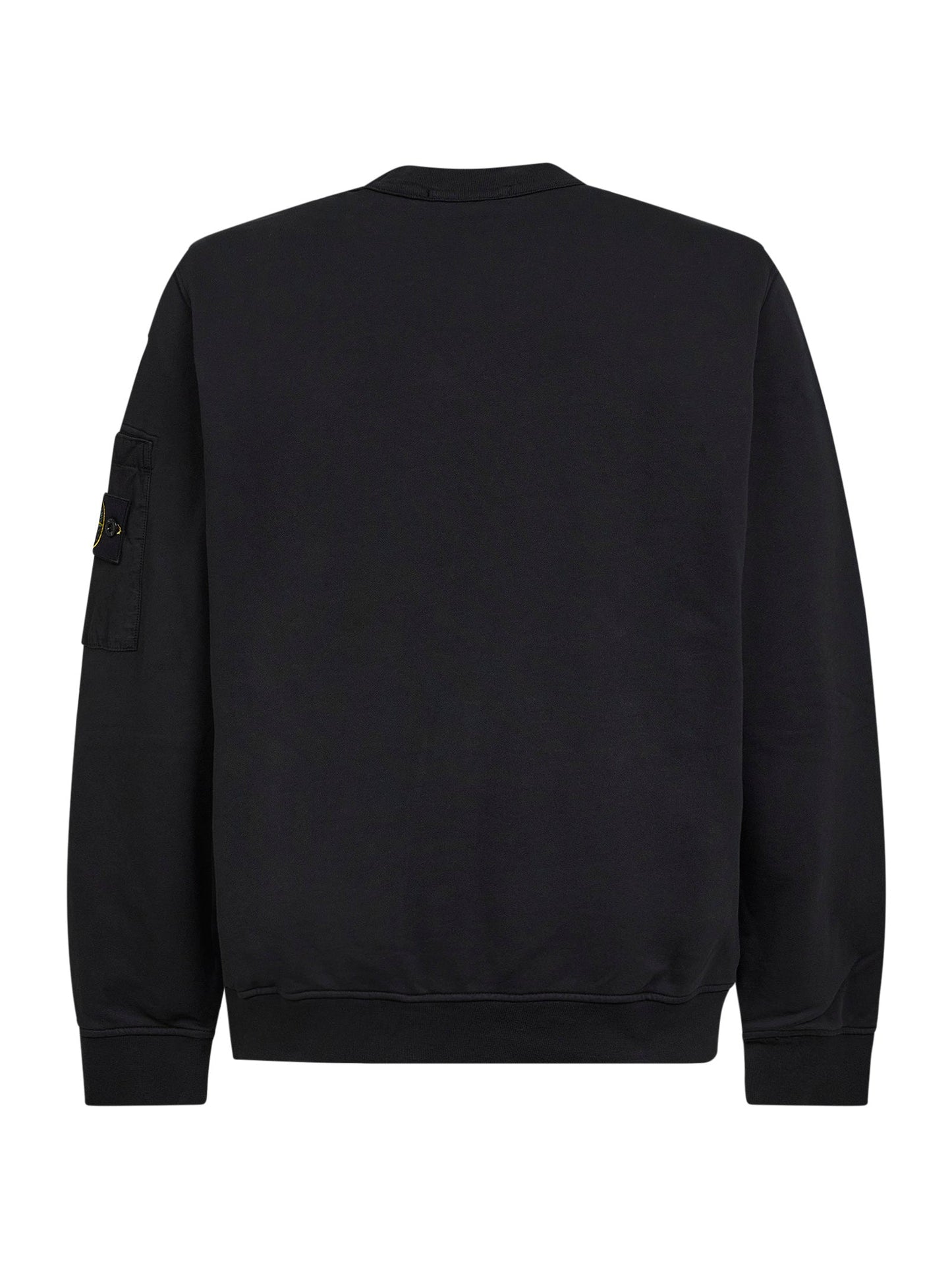 Stone Island Men Black Cotton Sweatshirt With Ripstop Cotton Pocket STONE ISLAND
