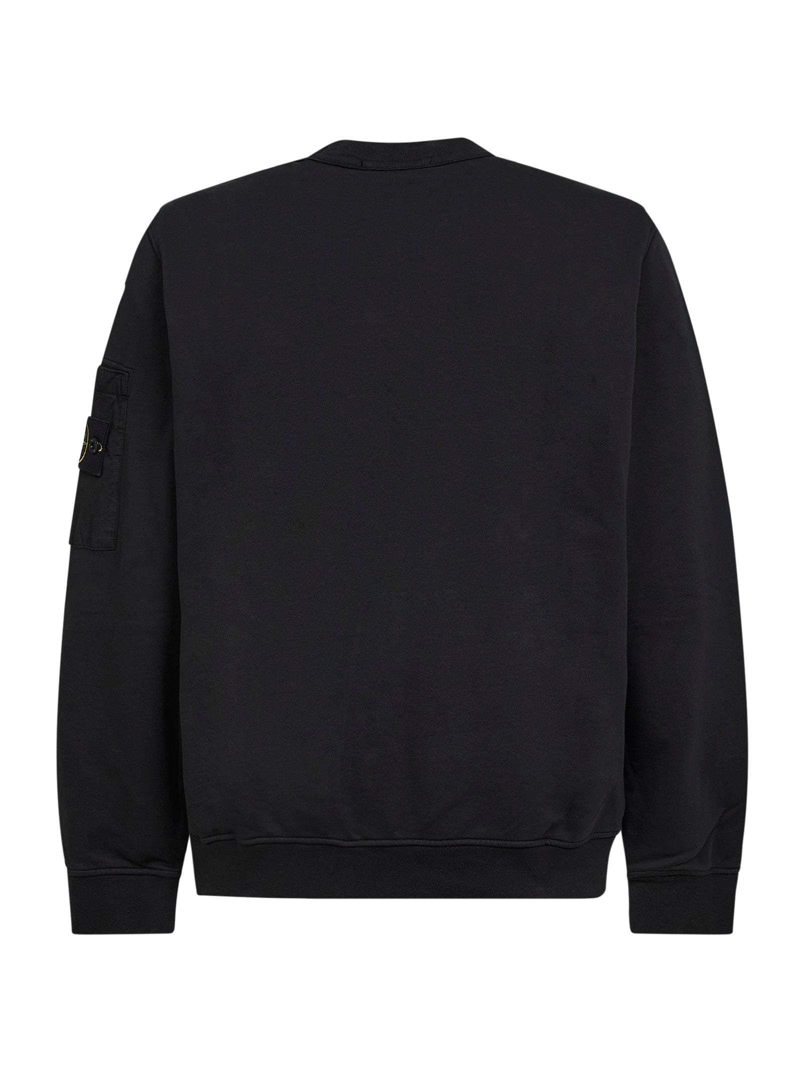 Stone Island Men Black Cotton Sweatshirt With Ripstop Cotton Pocket STONE ISLAND