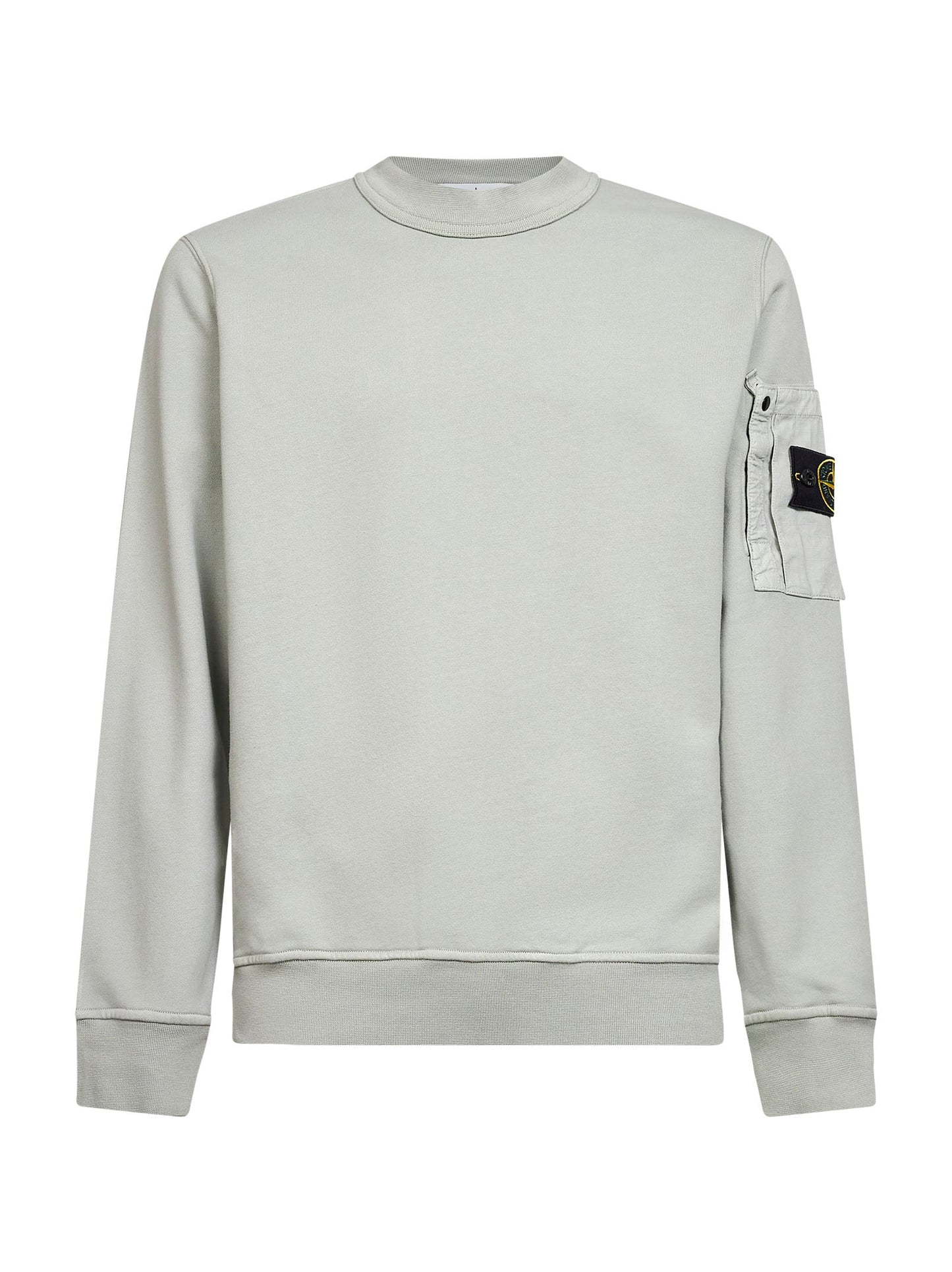Stone Island Men Sage Green Cotton Sweatshirt With Ripstop Cotton Pocket STONE ISLAND