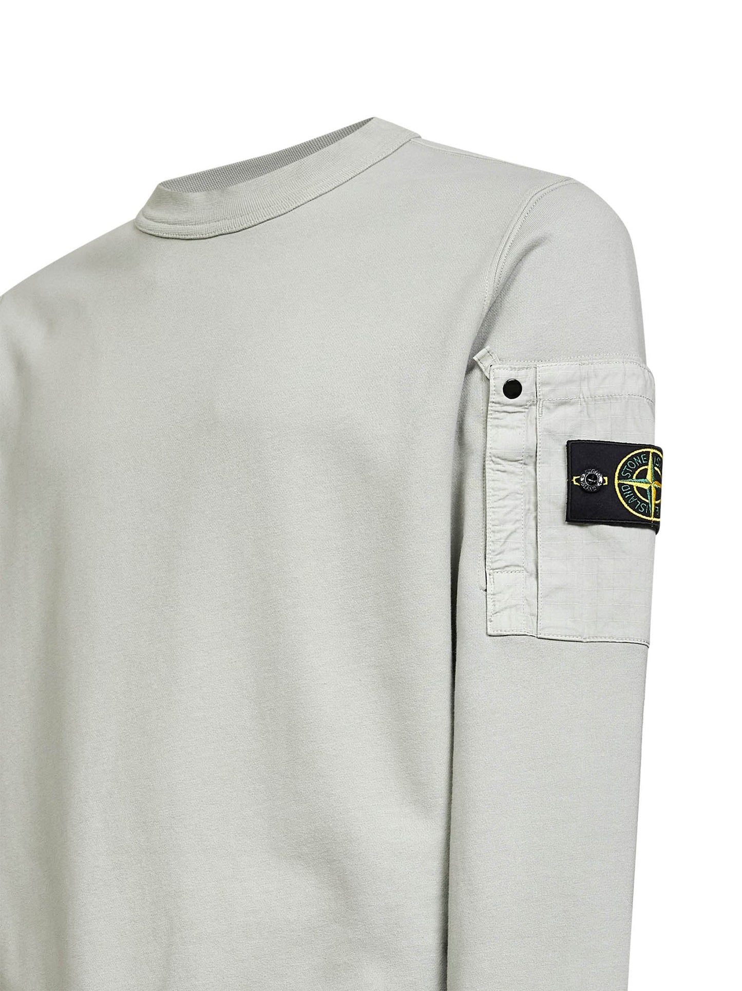 Stone Island Men Sage Green Cotton Sweatshirt With Ripstop Cotton Pocket STONE ISLAND