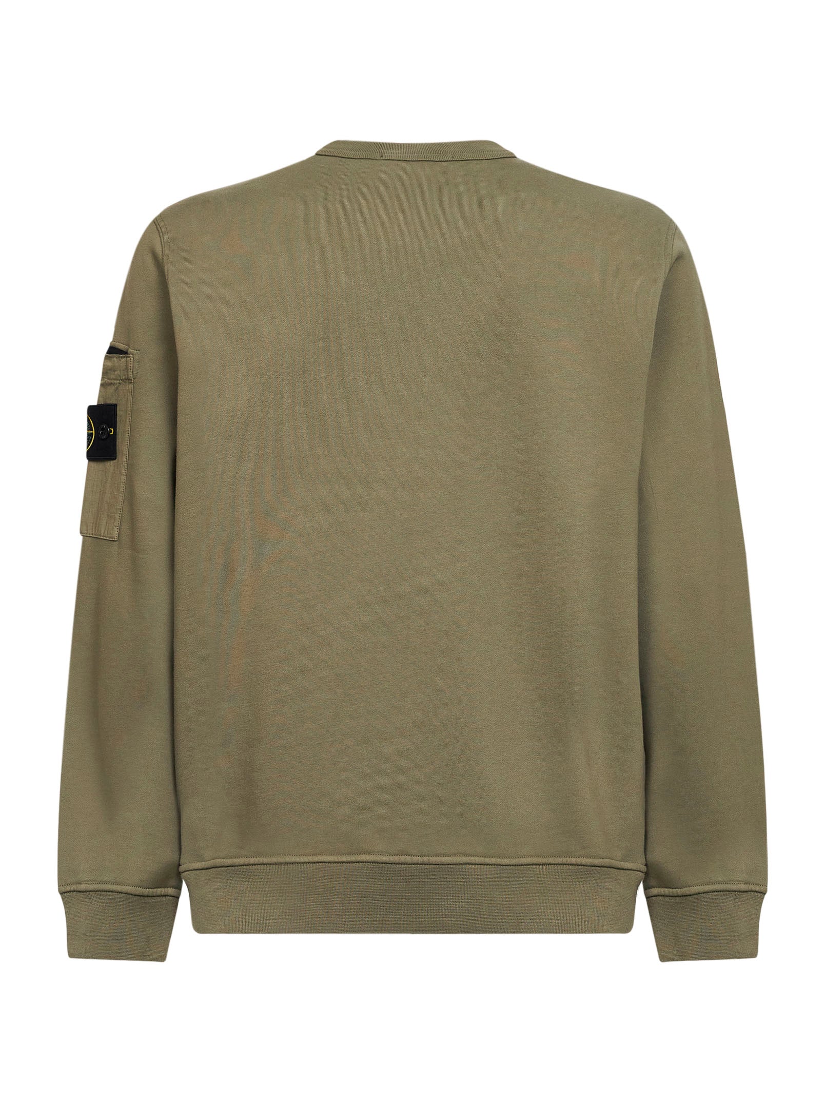 Stone Island Men Military Green Cotton Sweatshirt With Ripstop Cotton Pocket STONE ISLAND