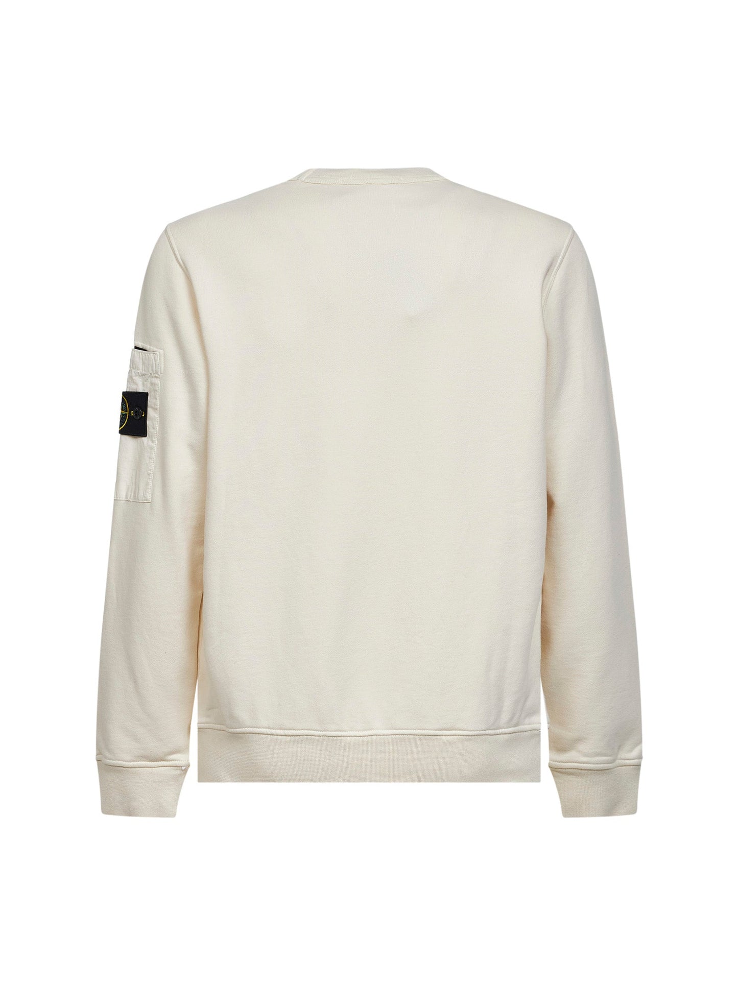 Stone Island Men Ivory Cotton Sweatshirt With Ripstop Cotton Pocket STONE ISLAND