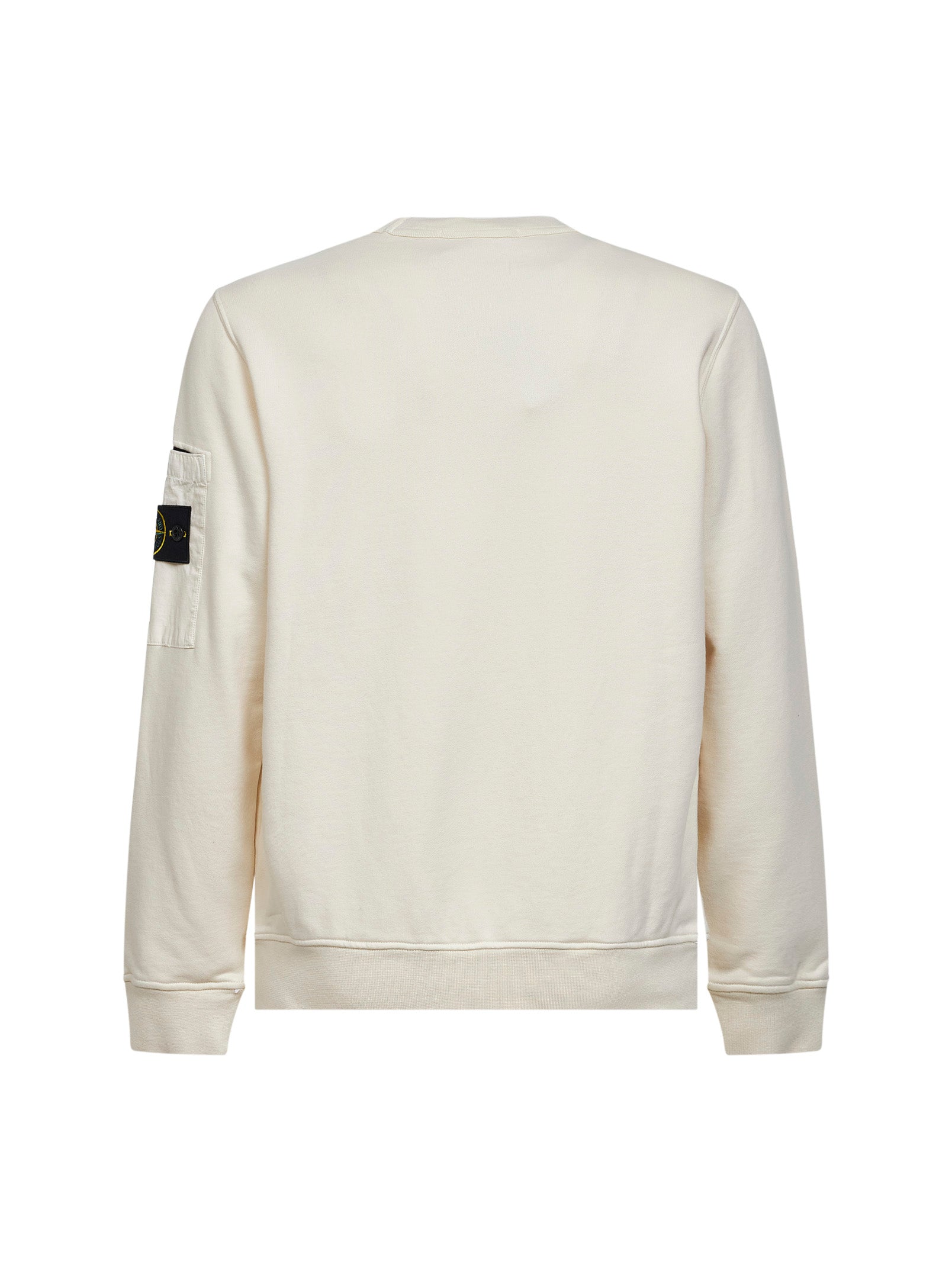 Stone Island Men Ivory Cotton Sweatshirt With Ripstop Cotton Pocket STONE ISLAND