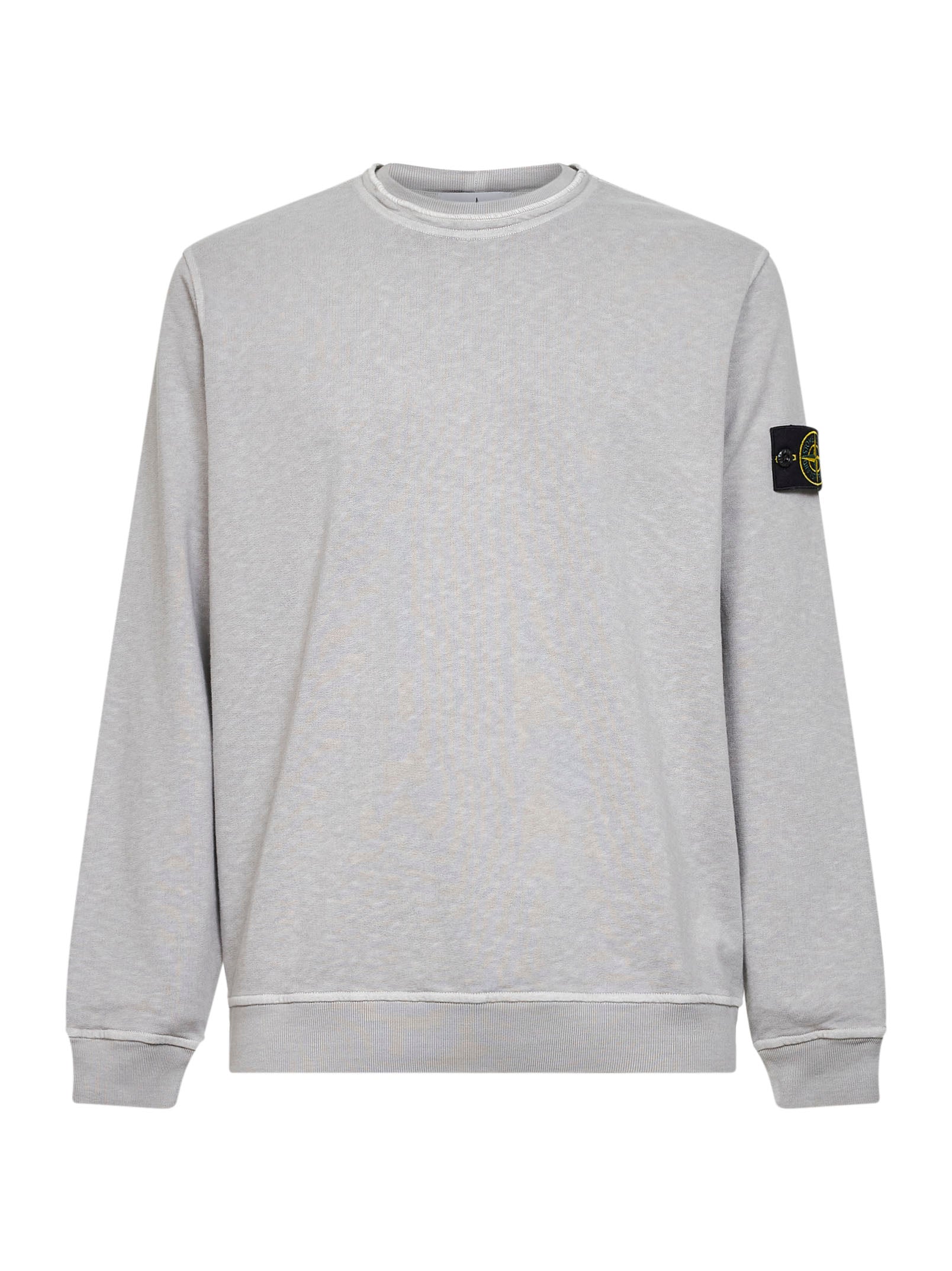 Stone Island Men Pearl Grey Slub-Effect Malfilé Cotton Sweatshirt STONE ISLAND