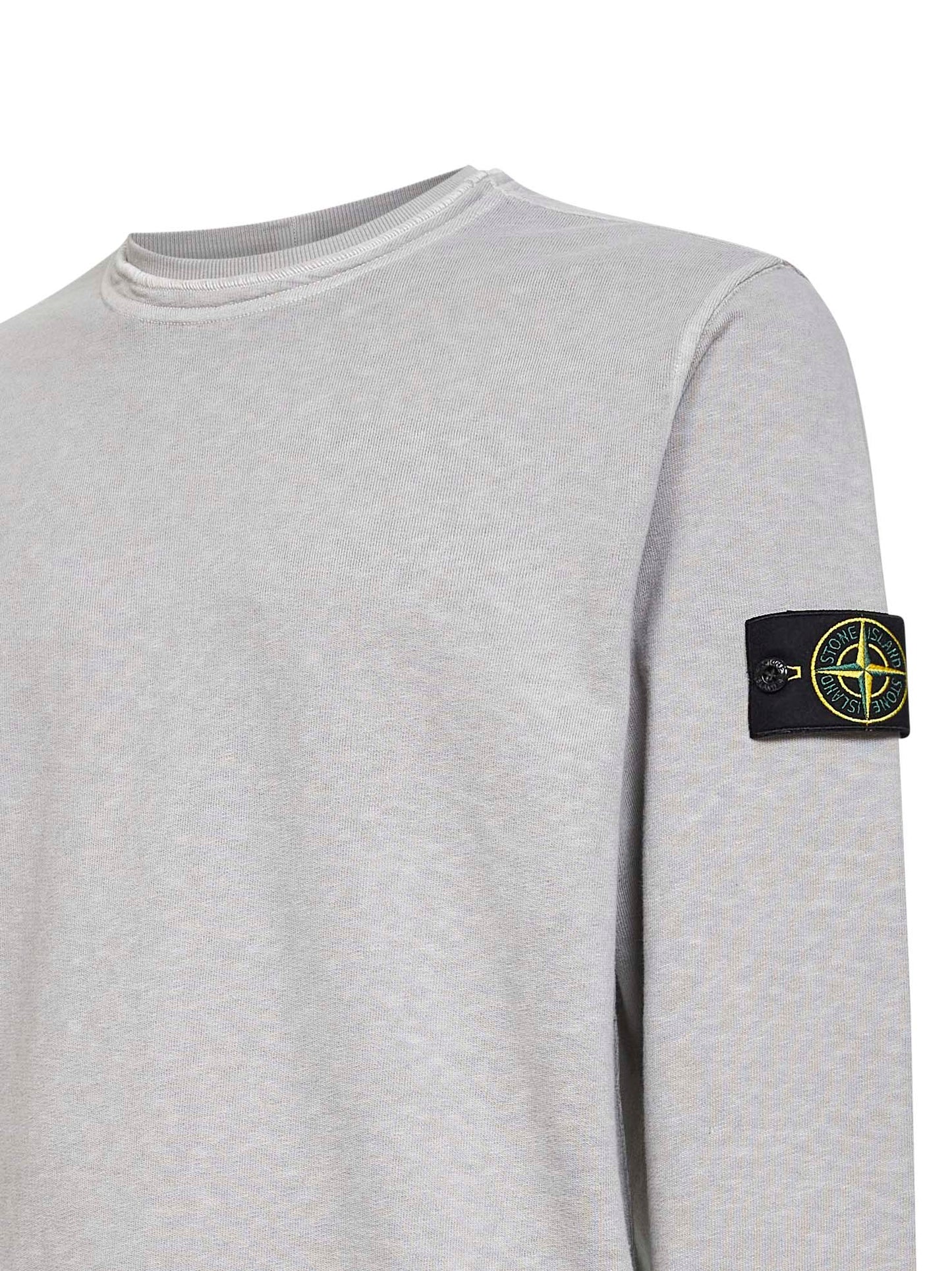 Stone Island Men Pearl Grey Slub-Effect Malfilé Cotton Sweatshirt STONE ISLAND