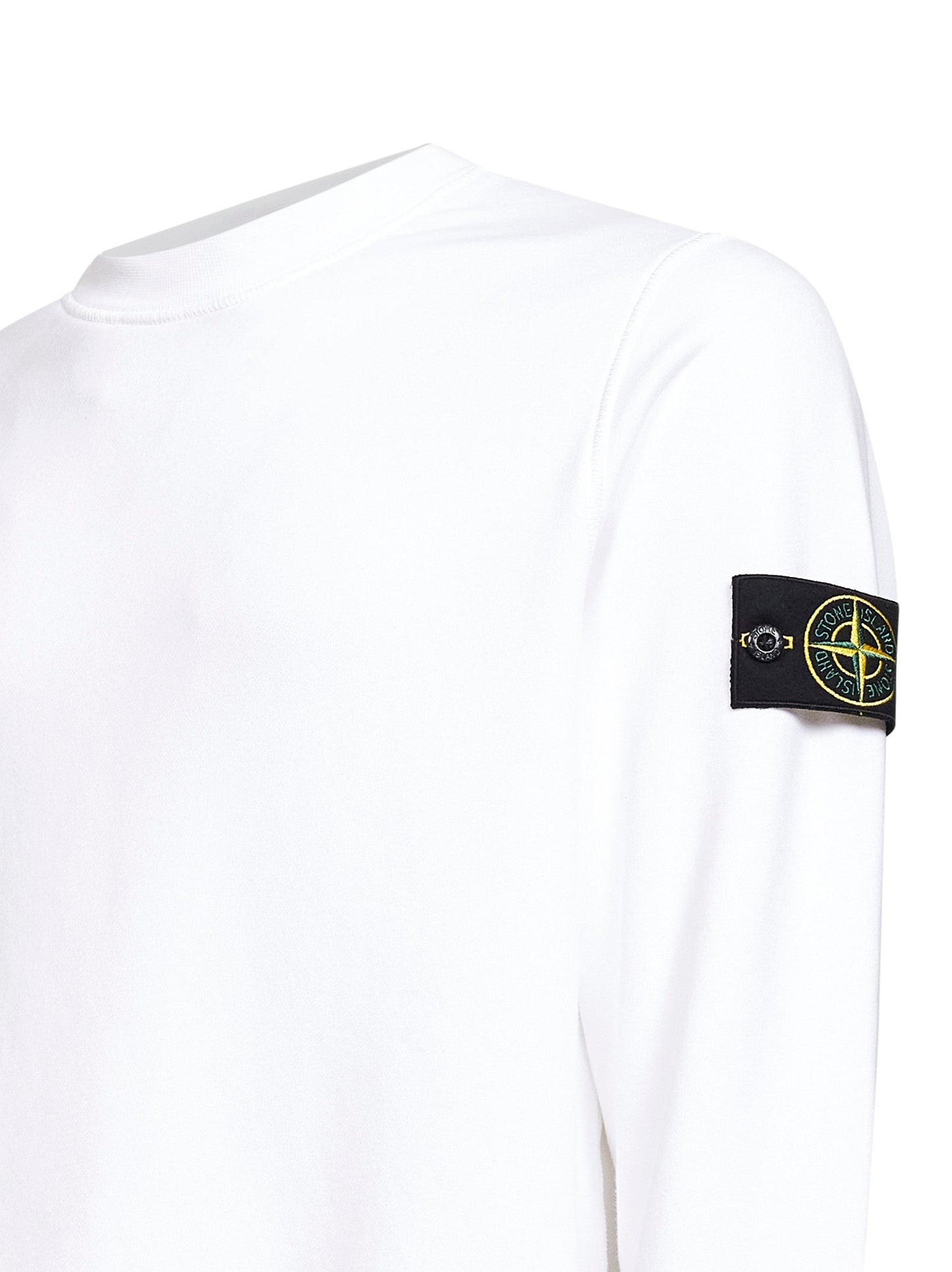 Stone Island Men White Organic Cotton Crewneck Sweatshirt STONE ISLAND