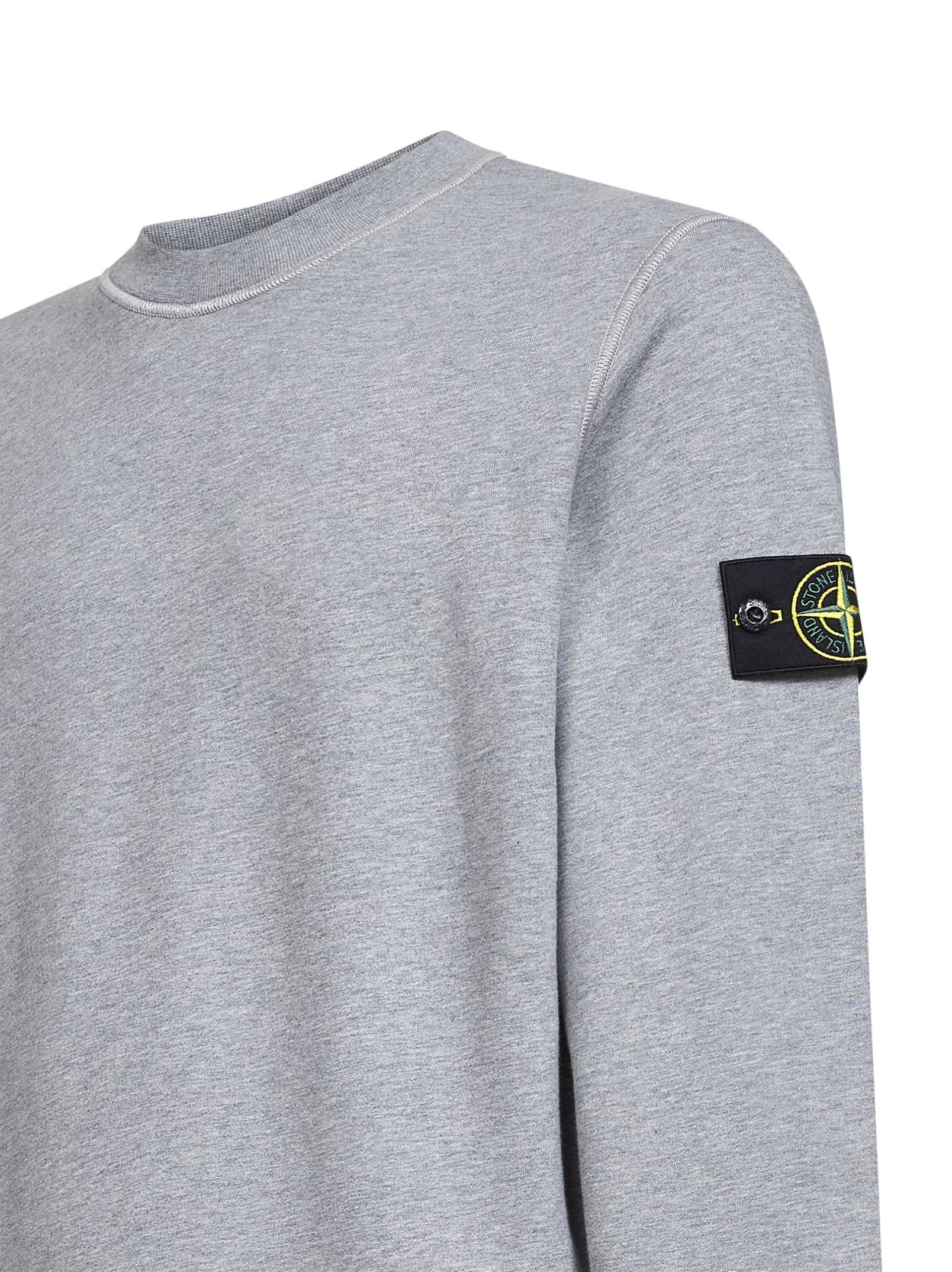 Stone Island Men Dark Grey Organic Cotton Crewneck Sweatshirt STONE ISLAND