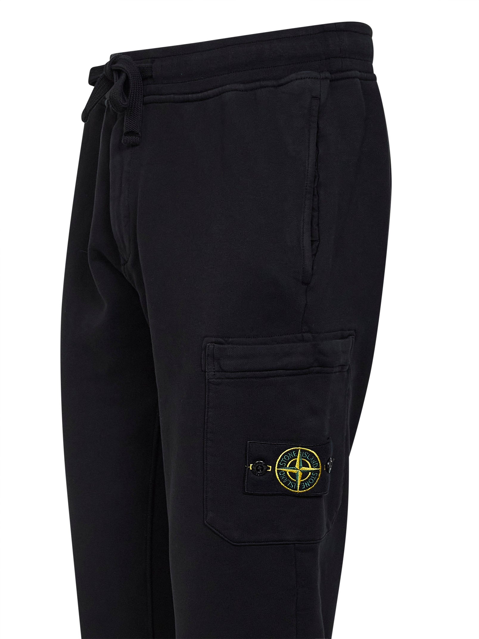 Stone Island Men Black Organic Cotton Jogger Trousers STONE ISLAND