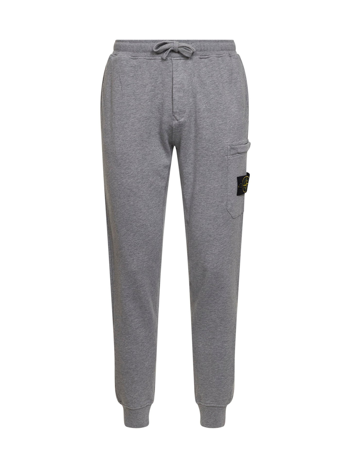 Stone Island Men Dust Grey Melange Organic Mélange Cotton Fleece Joggers STONE ISLAND