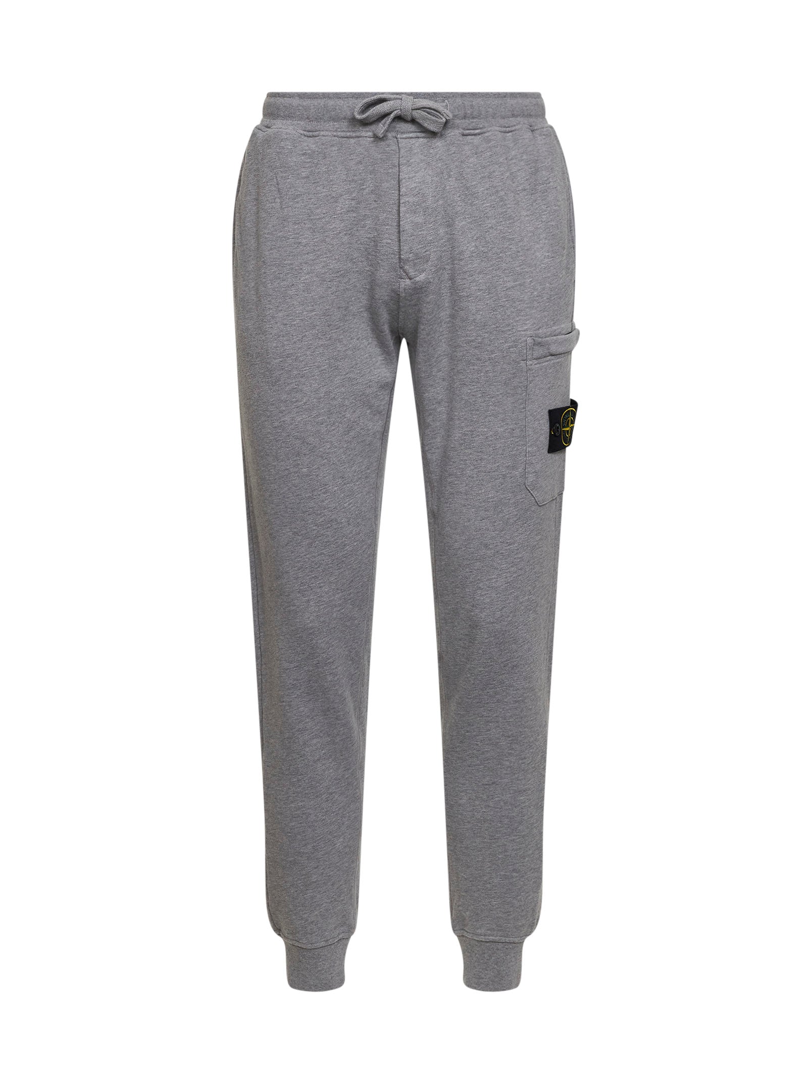 Stone Island Men Dust Grey Melange Organic Mélange Cotton Fleece Joggers STONE ISLAND