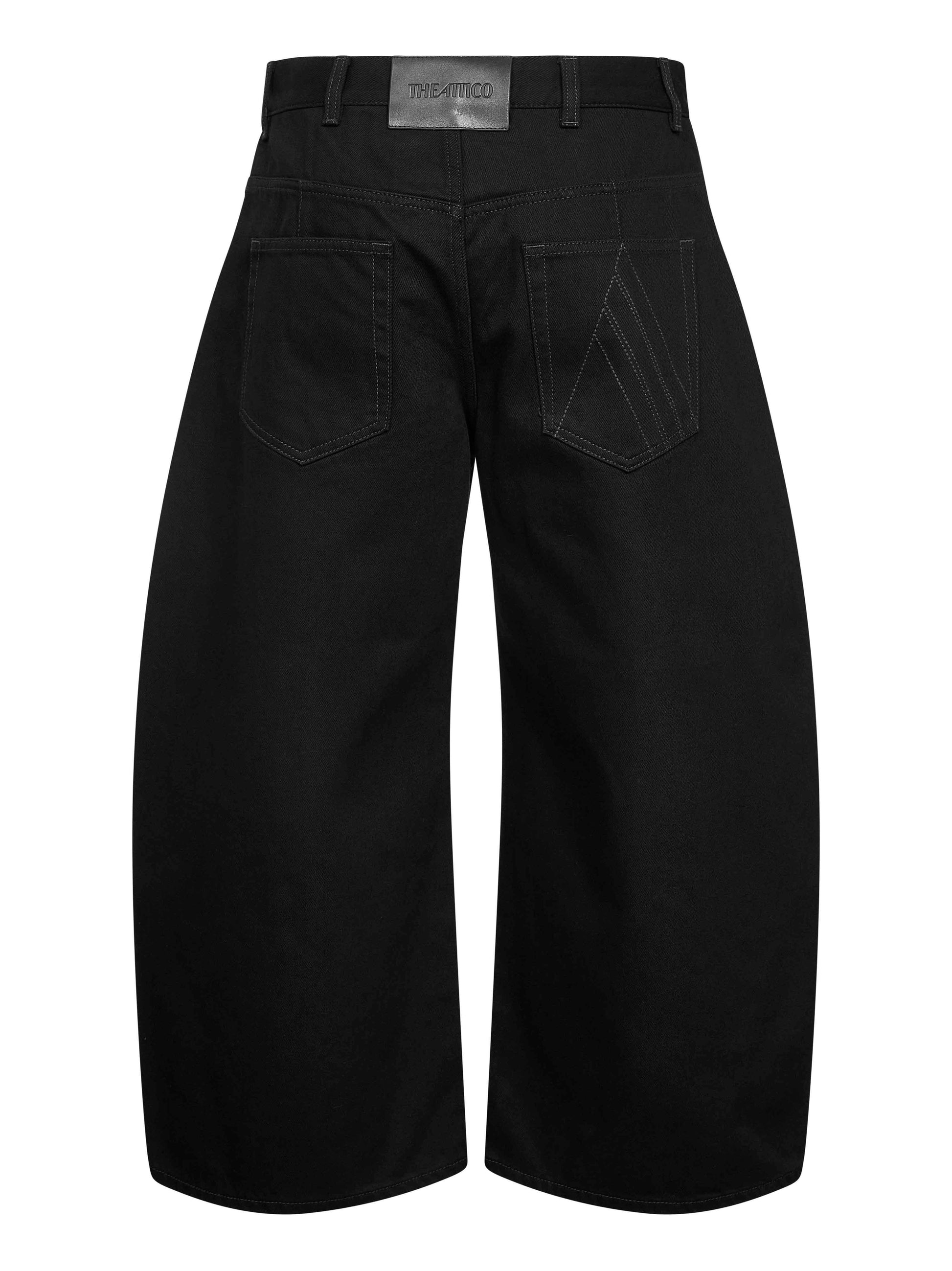The Attico Women Black Washed Denim Wide Cropped Jeans THE ATTICO