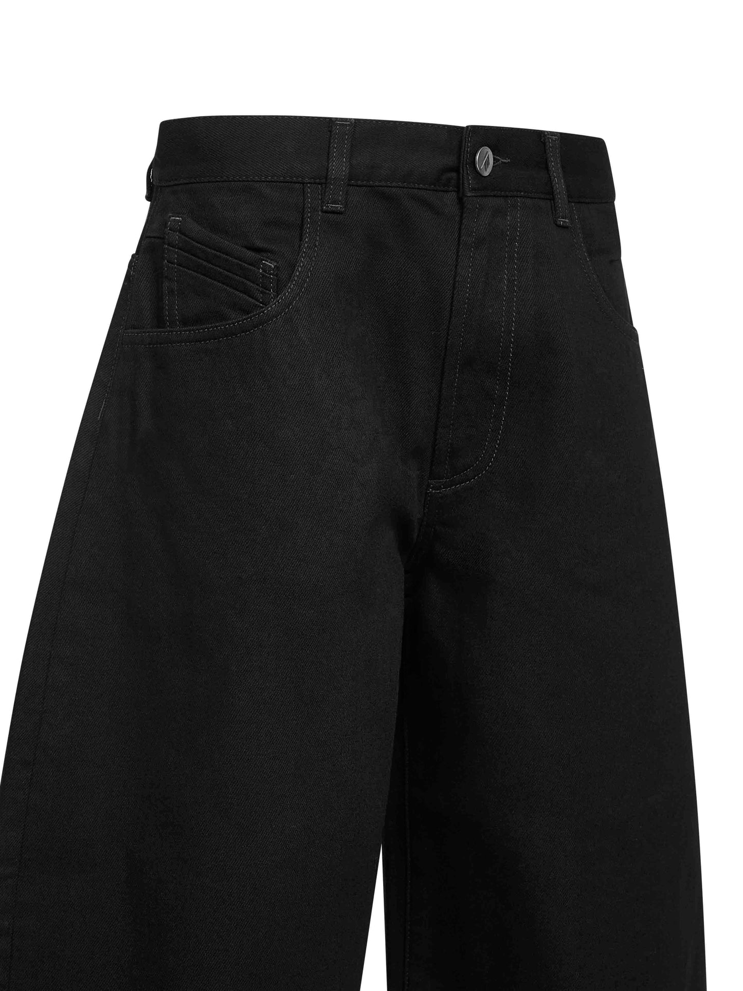 The Attico Women Black Washed Denim Wide Cropped Jeans THE ATTICO