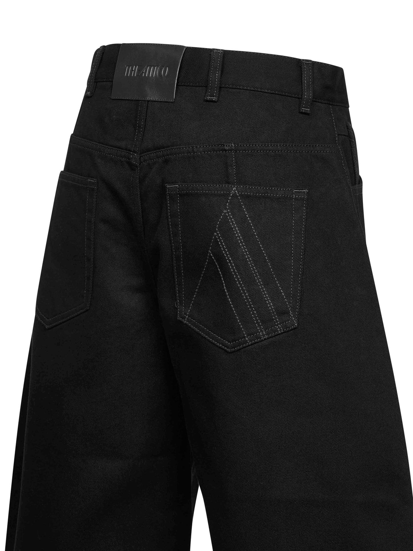 The Attico Women Black Washed Denim Wide Cropped Jeans THE ATTICO
